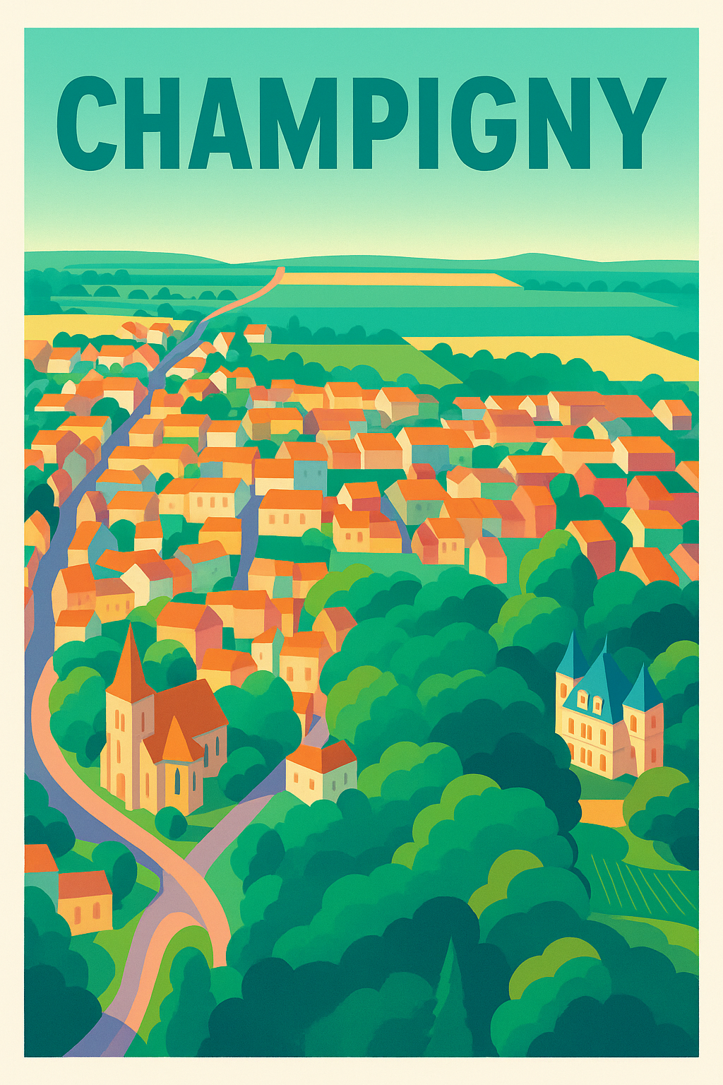Affiche de Champigny - Harmonie champêtre et patrimoine authentique