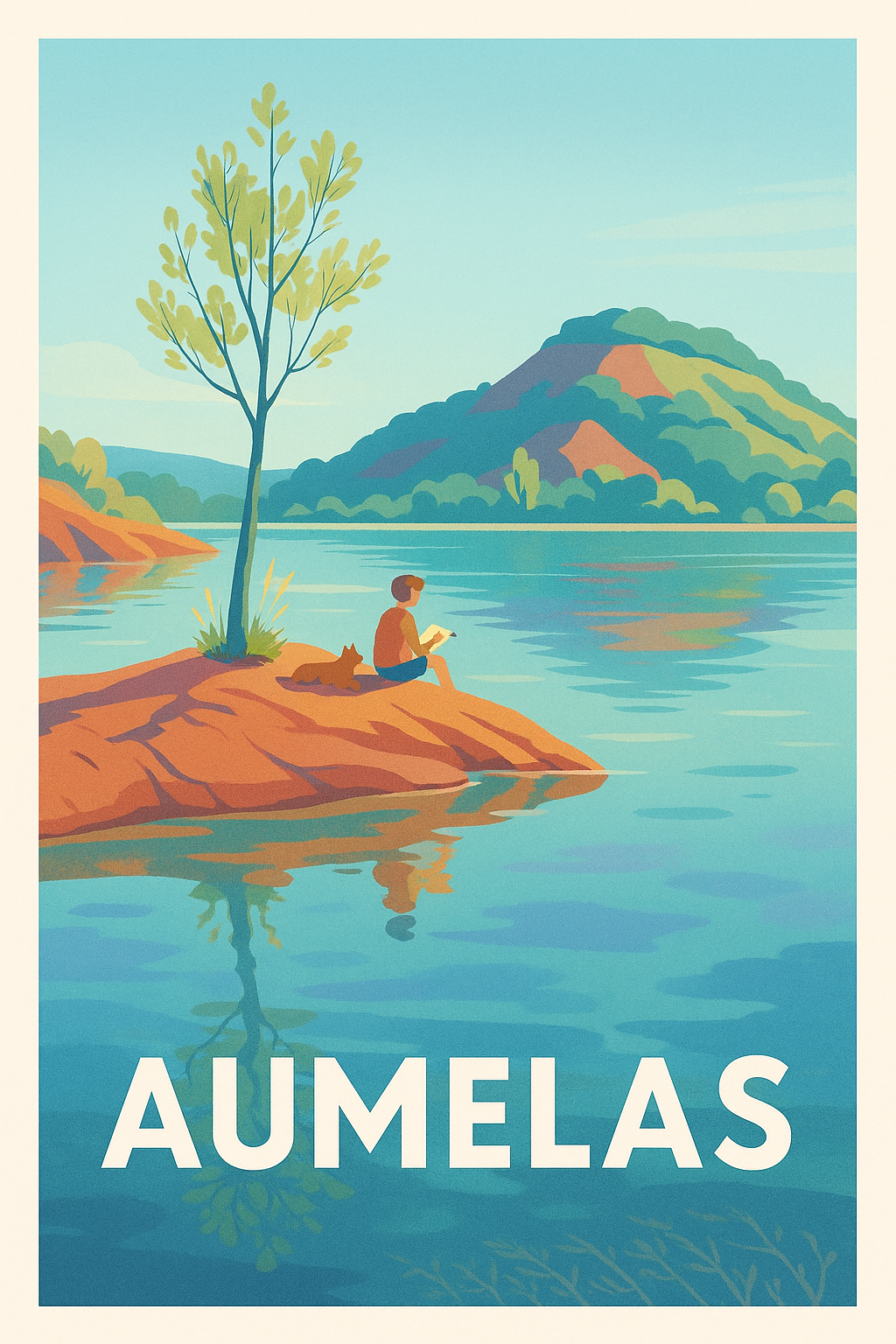 Affiche Aumelas — Sérénité au bord de l'eau · poster d'art de Aumelas