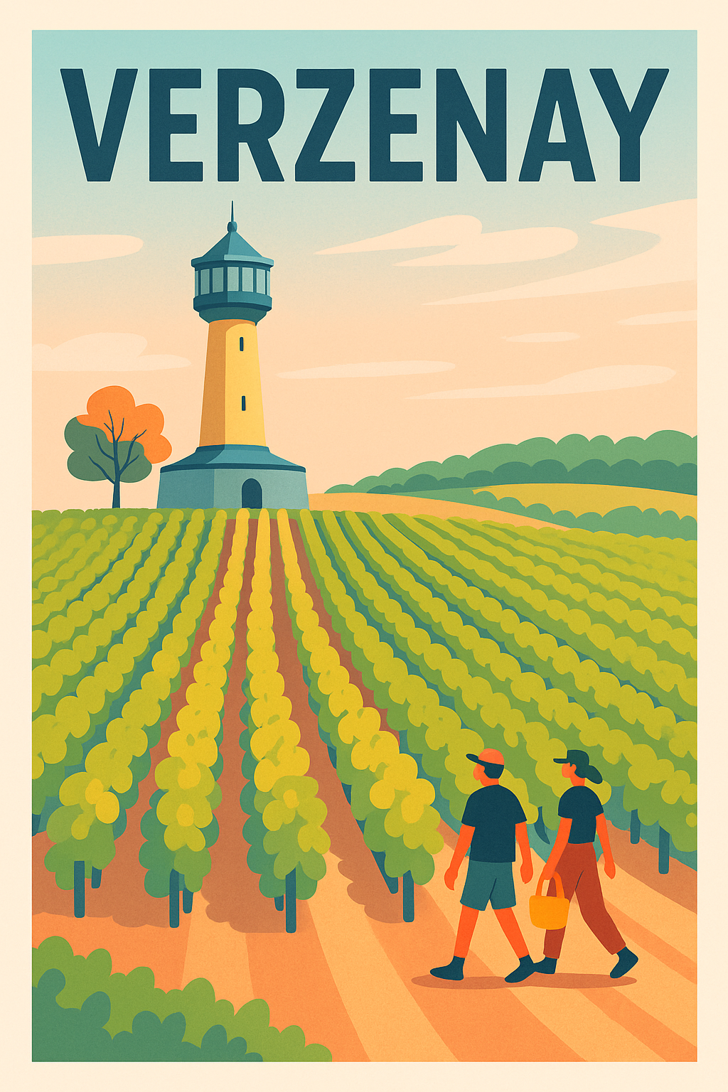 Affiche de Verzenay - Le charme vintage des vignes et du phare