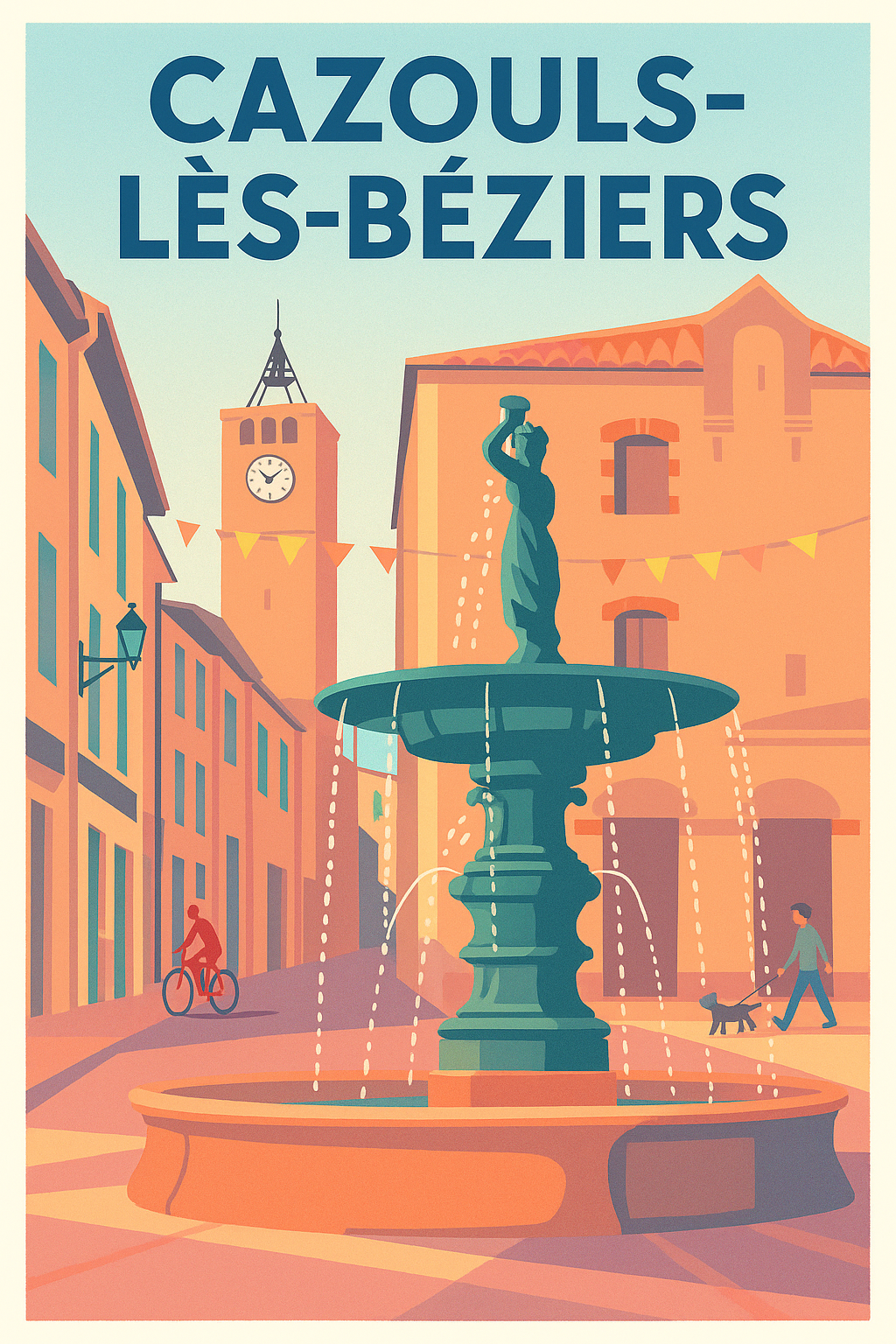Affiche de Cazouls-lès-Béziers - L'élégance du centre historique