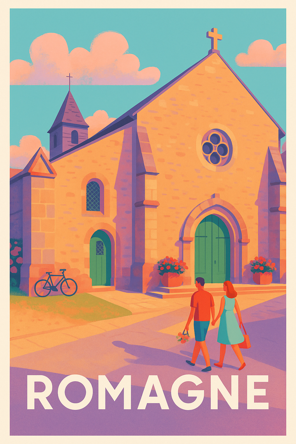 Affiche Romagne — Douceur et charme d'une escapade romantique · poster d'art de Romagne