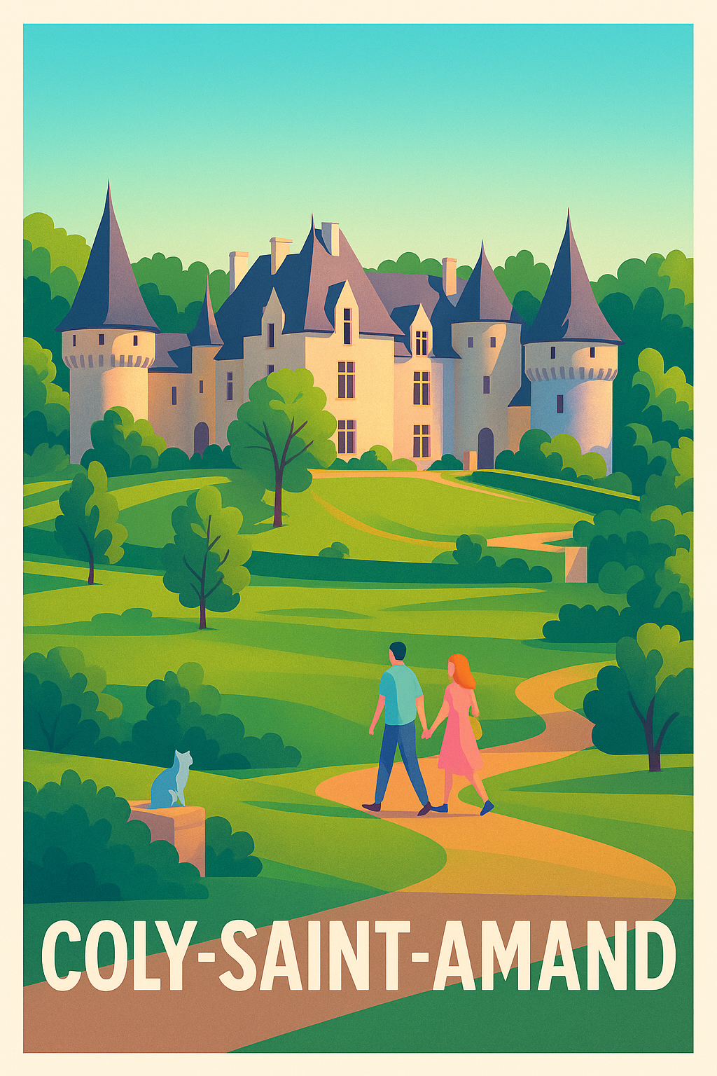 Affiche Coly-Saint-Amand — L'élégance d'un château au cœur de la nature · poster d'art de Coly-Saint-Amand