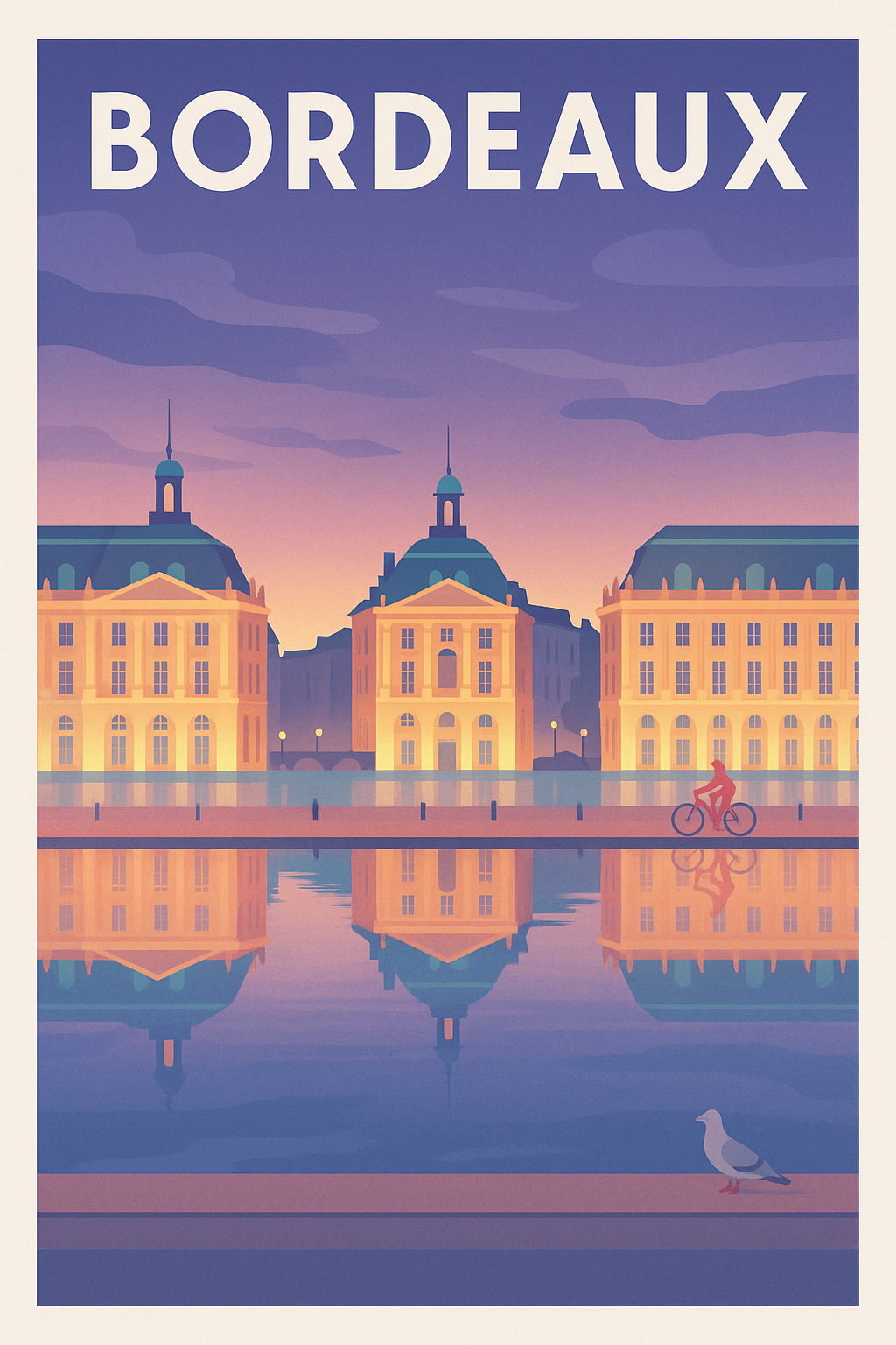 Affiche de Bordeaux - Charme et Reflets au Crépuscule
