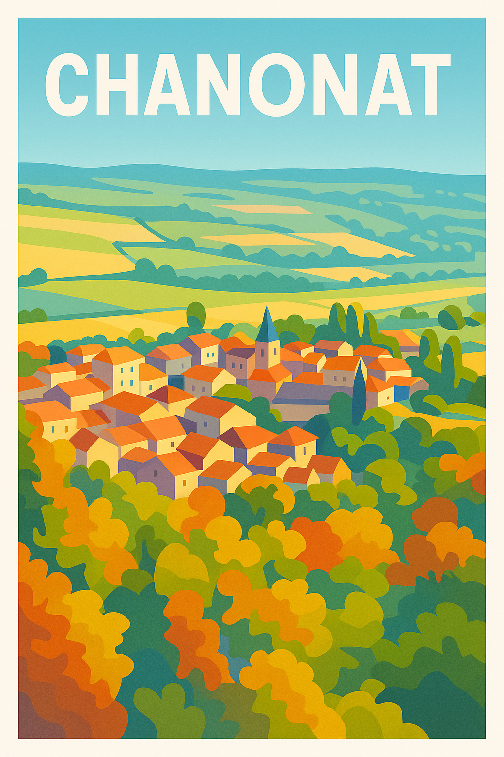 Affiche de Chanonat - Harmonie colorée au cœur de la campagne