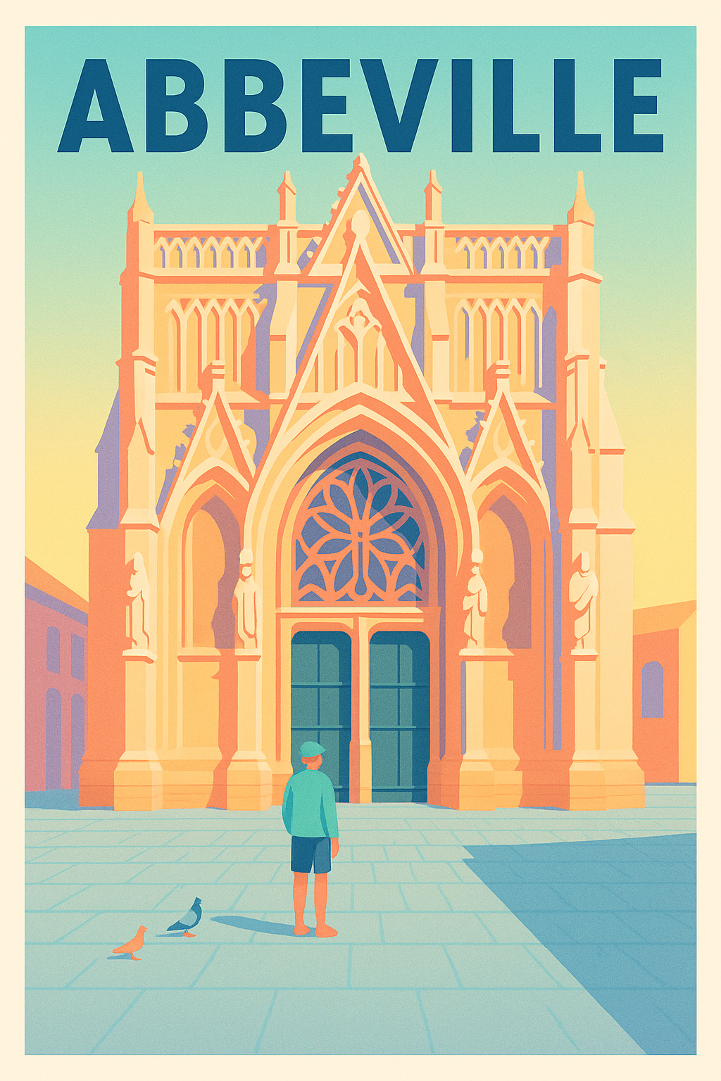 Affiche Abbeville — L'élégance de la cathédrale au crépuscule · poster d'art de Abbeville