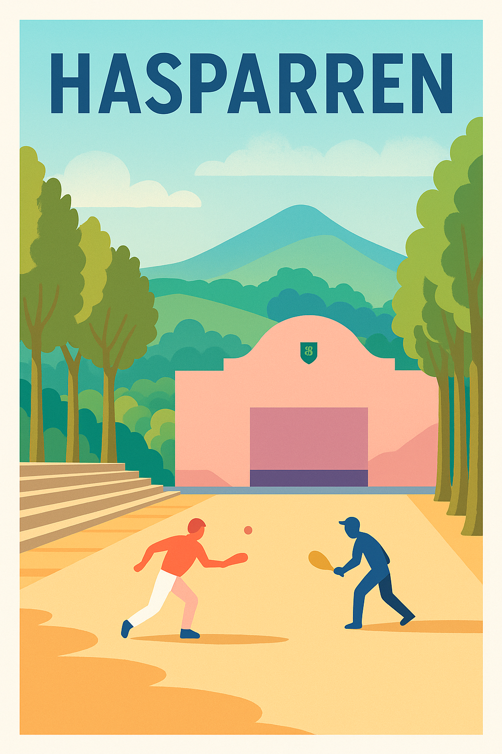Affiche de Hasparren - L'art de la pelote basque en couleurs
