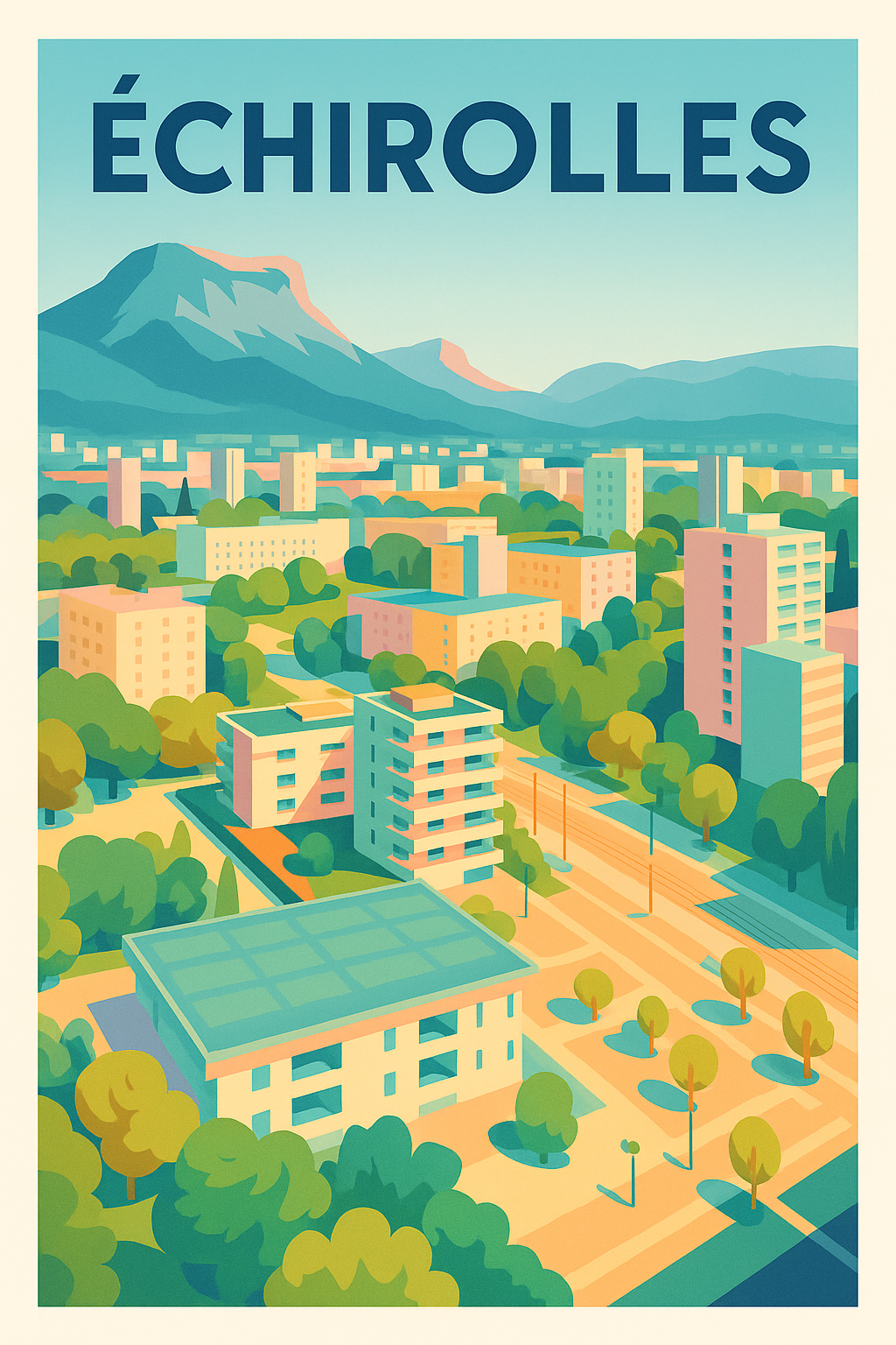 Affiche Échirolles — L'évasion urbaine au pied des montagnes · poster d'art de Échirolles