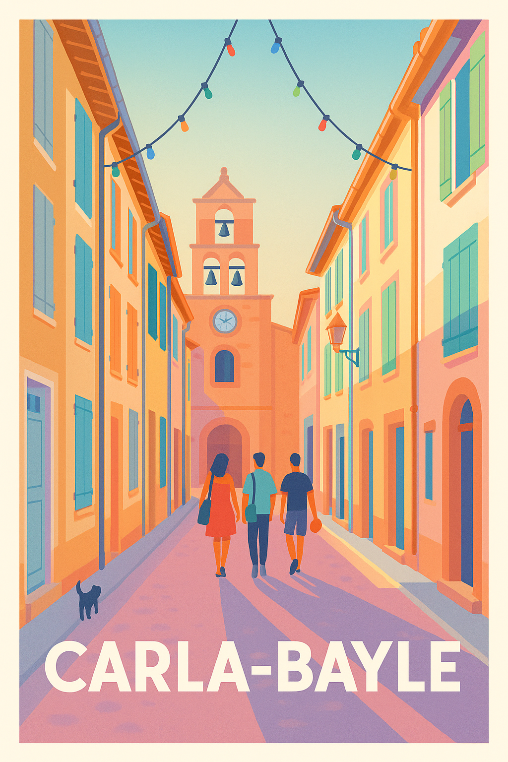 Affiche Carla-Bayle — Balade ensoleillée au cœur du village · poster d'art de Carla-Bayle