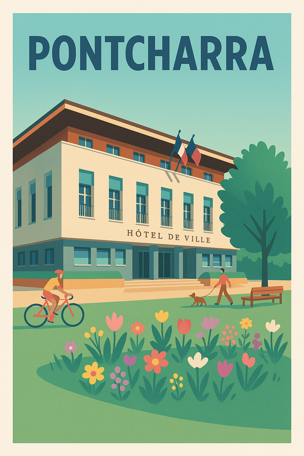 Affiche de Pontcharra - L'élégance paisible de l'Hôtel de Ville