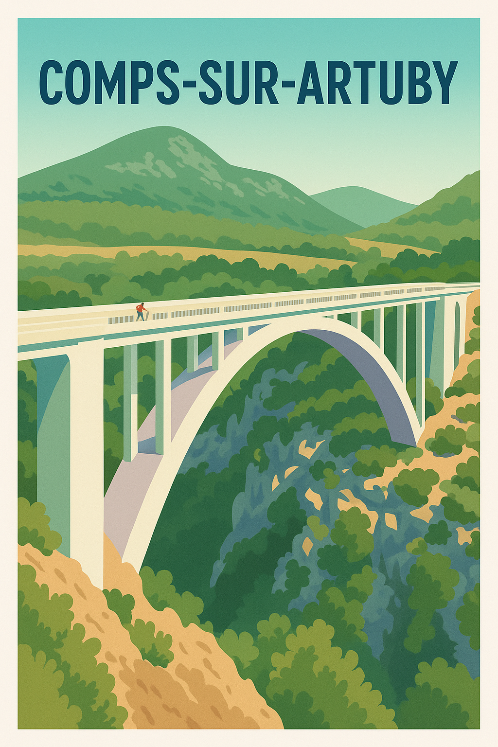 Affiche Comps-sur-Artuby — L'élégance du pont suspendu · poster d'art de Comps-sur-Artuby