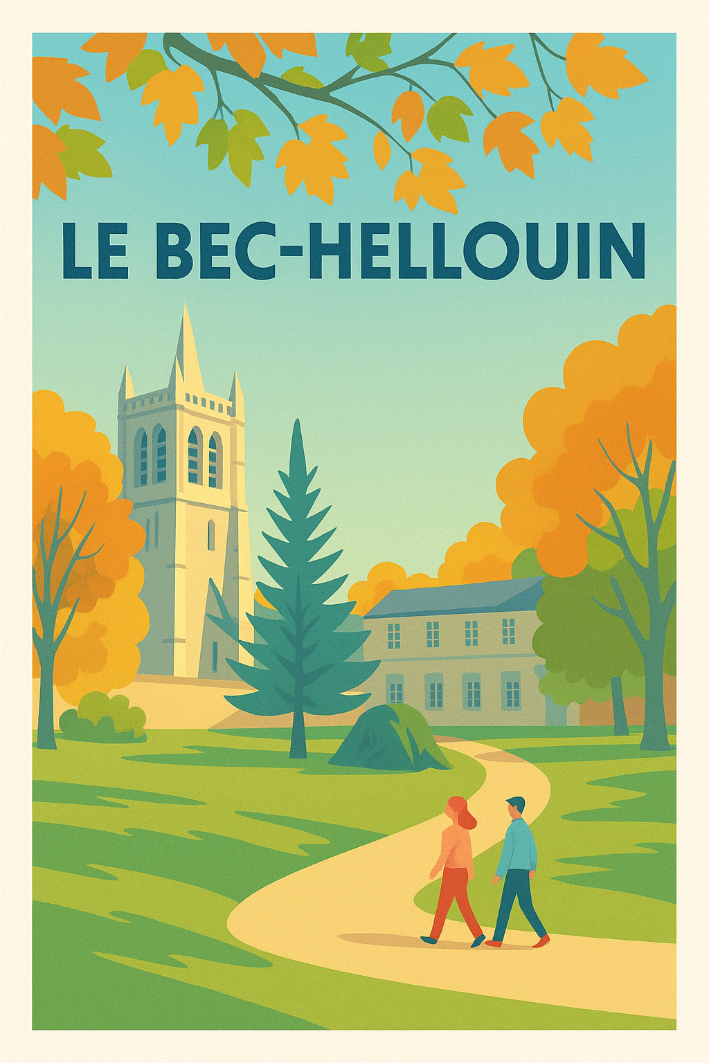 Affiche Le Bec-Hellouin — Balade bucolique au cœur du village · poster d'art de Le Bec-Hellouin