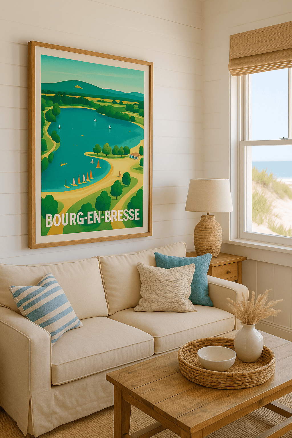 Affiche Bourg-en-Bresse — Évasion nature et détente au lac · poster d'art de Bourg-en-Bresse