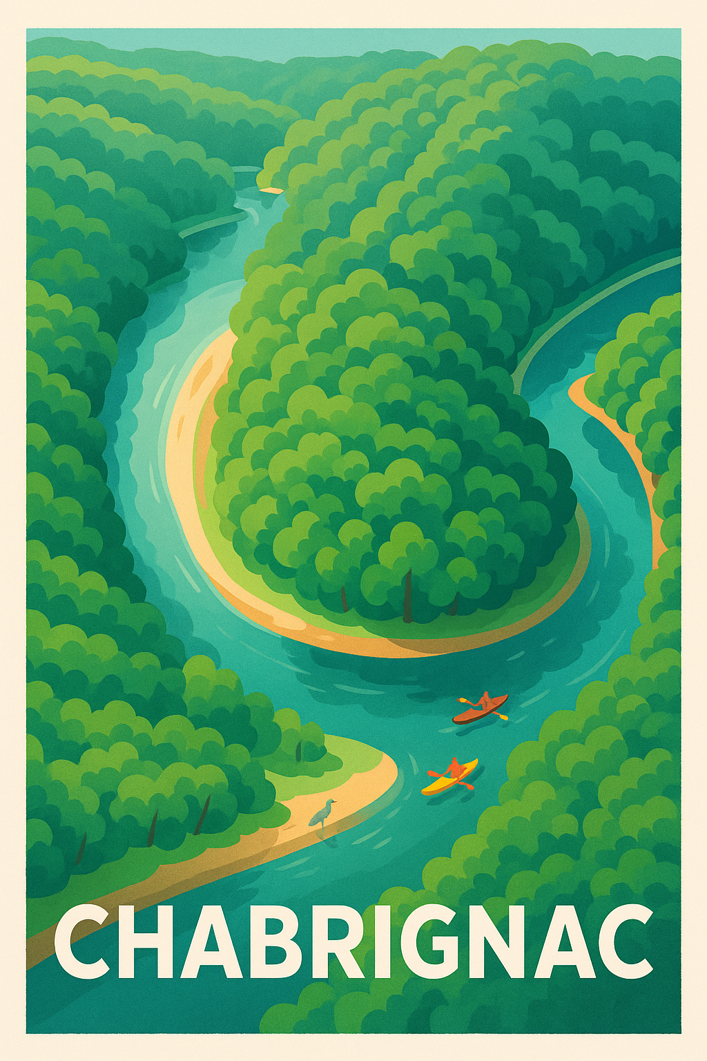 Affiche Chabrignac — Aventures paisibles au fil de l'eau · poster d'art de Chabrignac