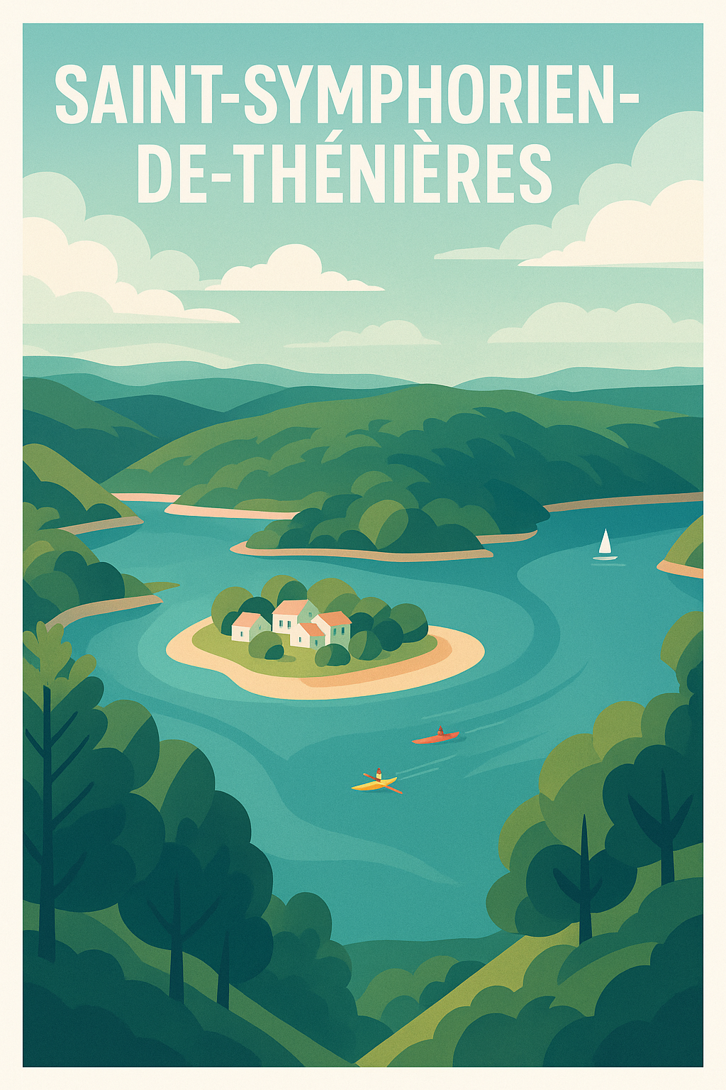 Affiche Saint-Symphorien-de-Thénières — Évasion Nature au Cœur de l'Aveyron · poster d'art de Saint-Symphorien-de-Thénières