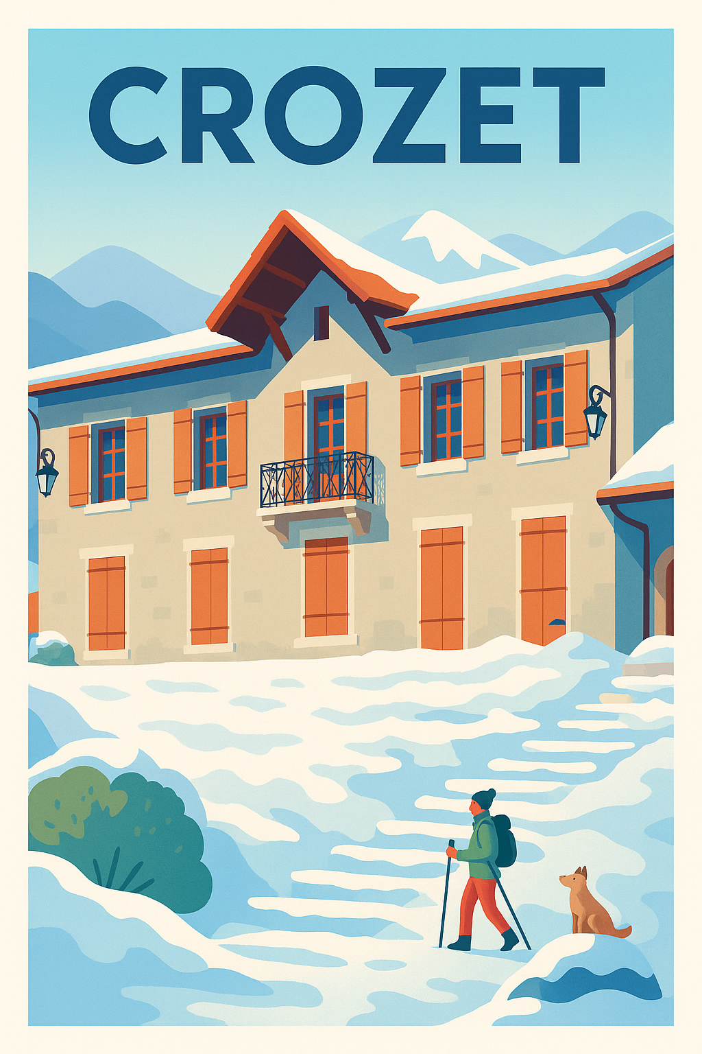 Affiche de Crozet - Charme hivernal au pied des montagnes