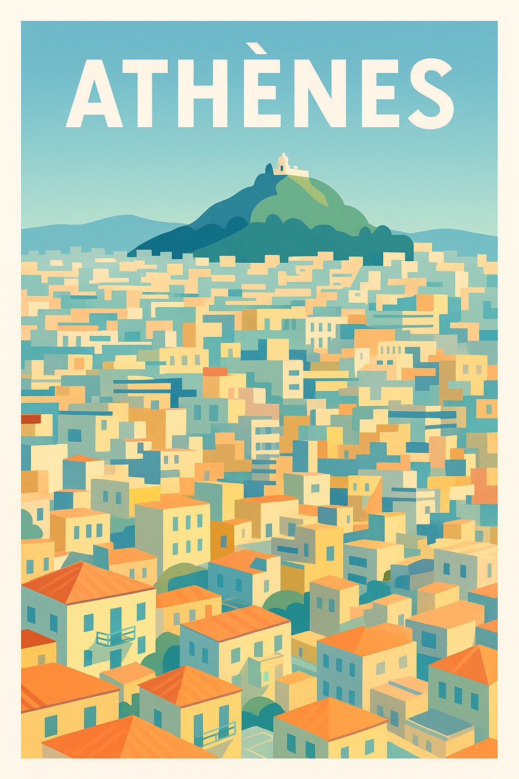 Affiche de Athènes - Panorama ensoleillé de la cité antique