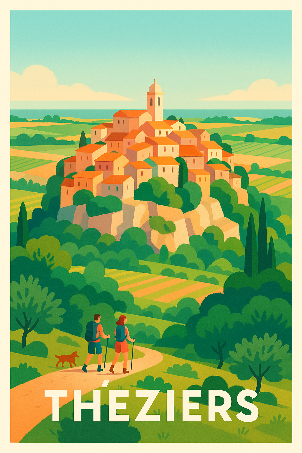 Affiche Théziers — Village perché au cœur de la nature · poster d'art de Théziers