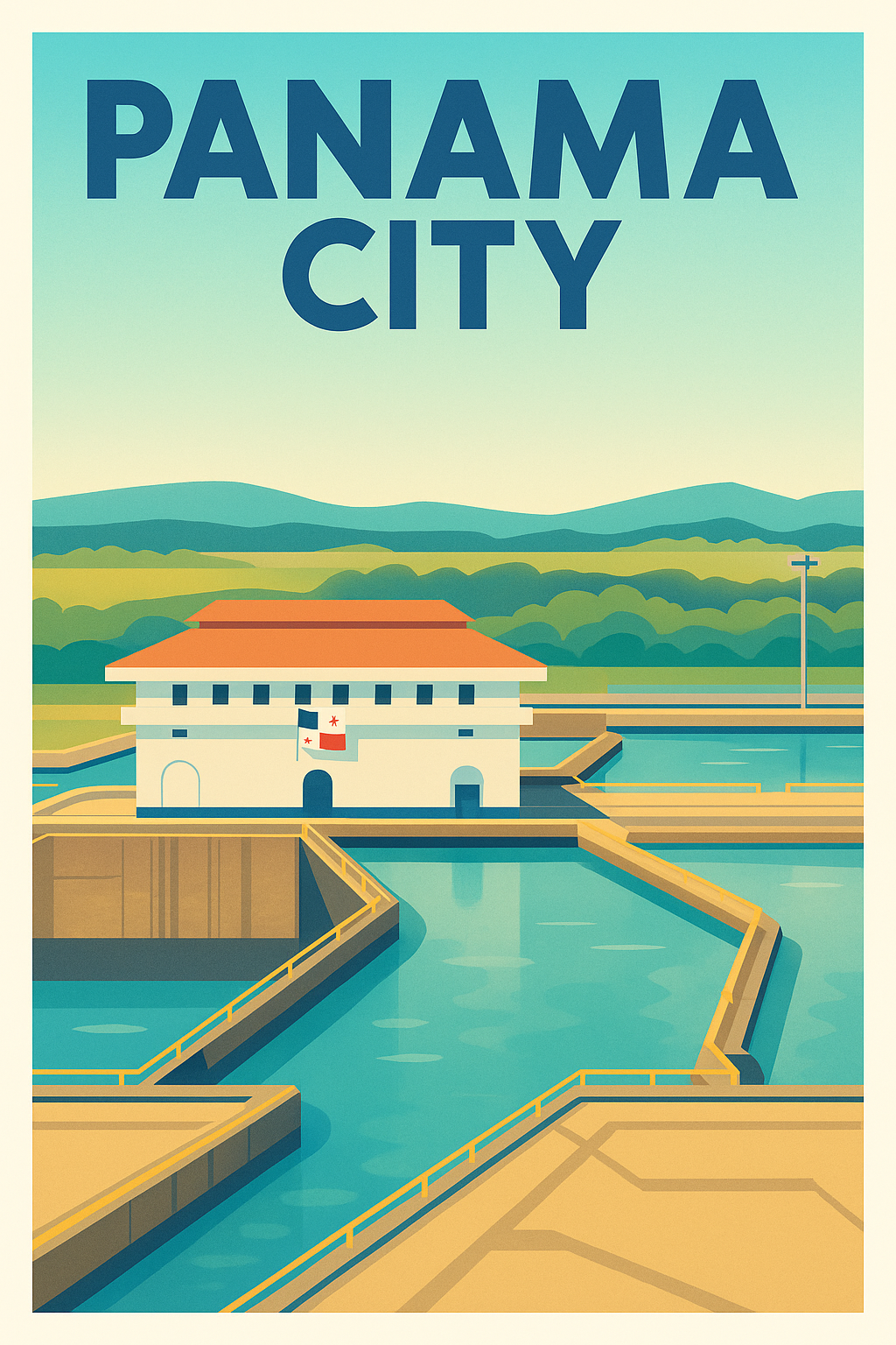 Affiche Panama City — Charme et ingéniosité du canal · poster d'art de Panama City