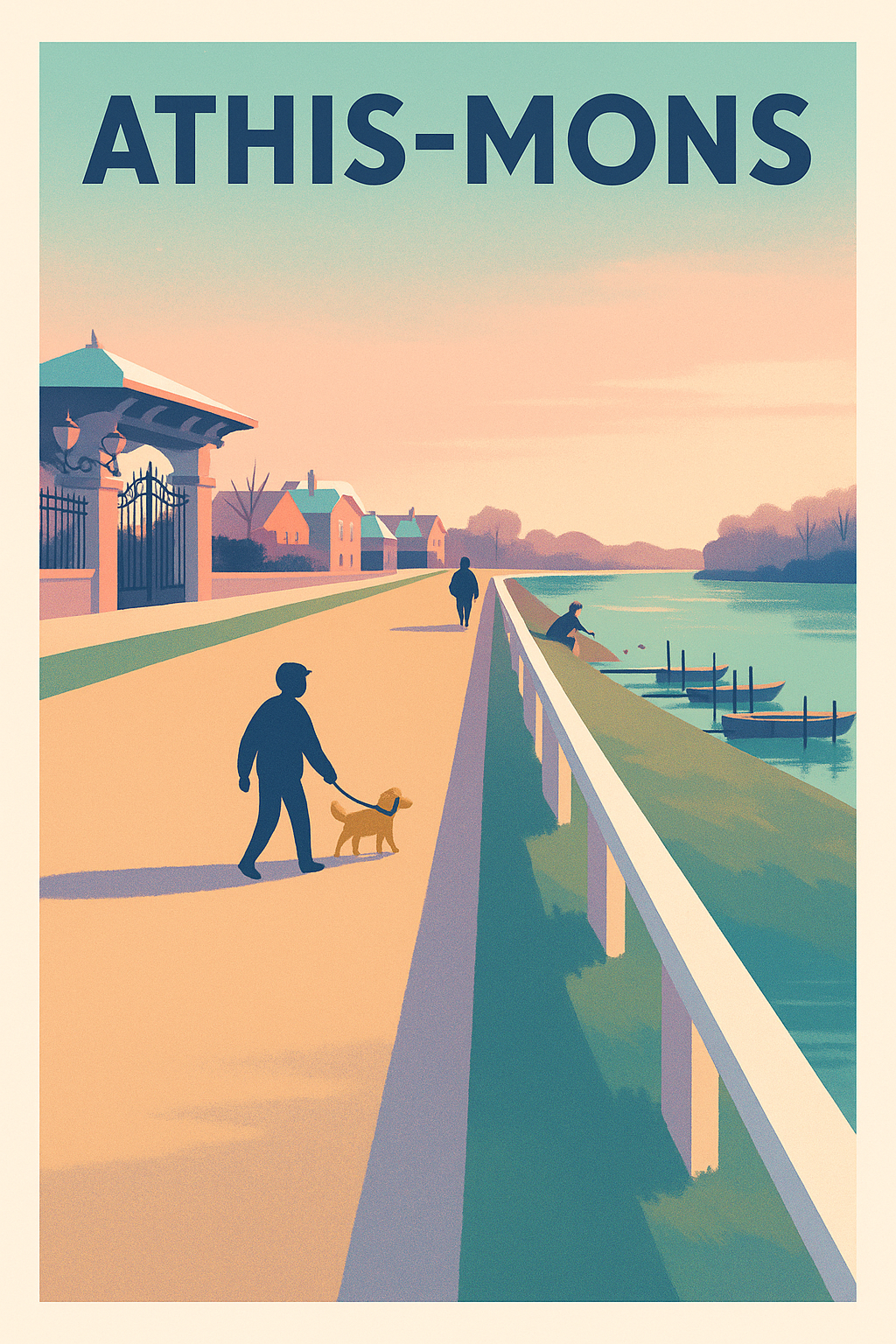 Affiche Athis-Mons — Promenade paisible au bord de l'eau · poster d'art de Athis-Mons