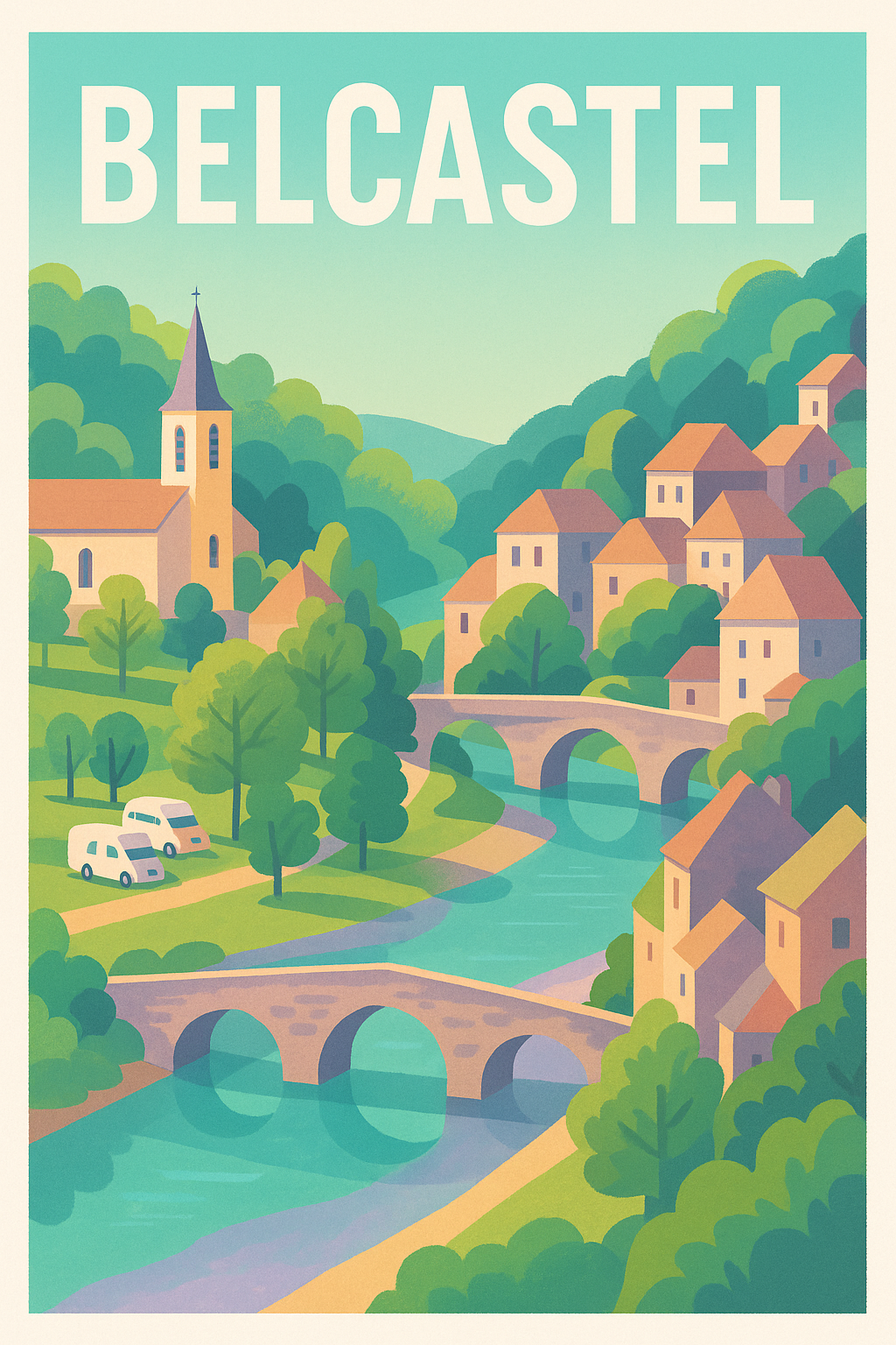 Affiche Belcastel — Charme bucolique au cœur de la nature · poster d'art de Belcastel