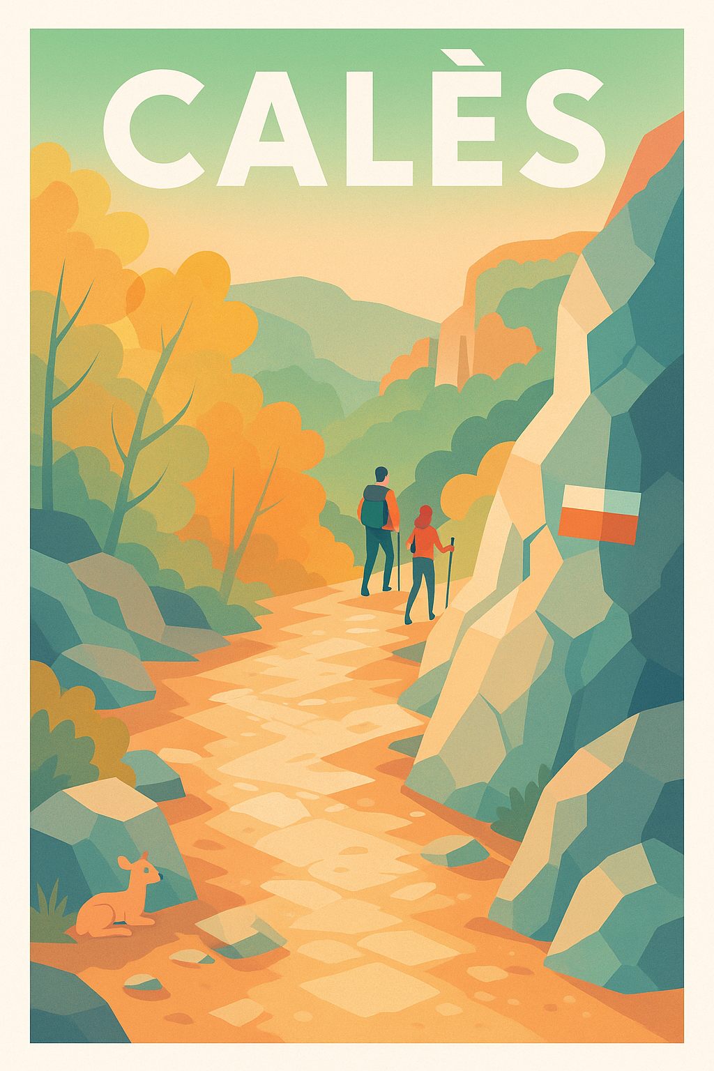 Affiche Calès — Invitation à la randonnée en pleine nature · poster d'art de Calès