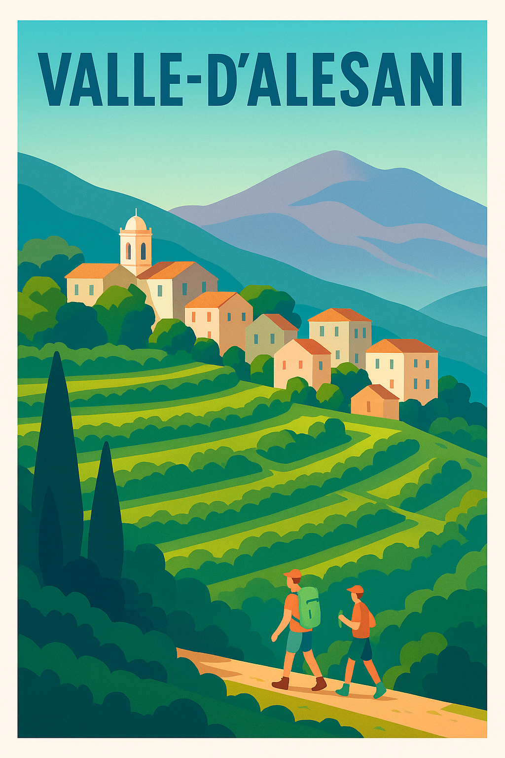 Affiche Valle-d'Alésani — L'escapade nature entre collines et villages · poster d'art de Valle-d'Alésani
