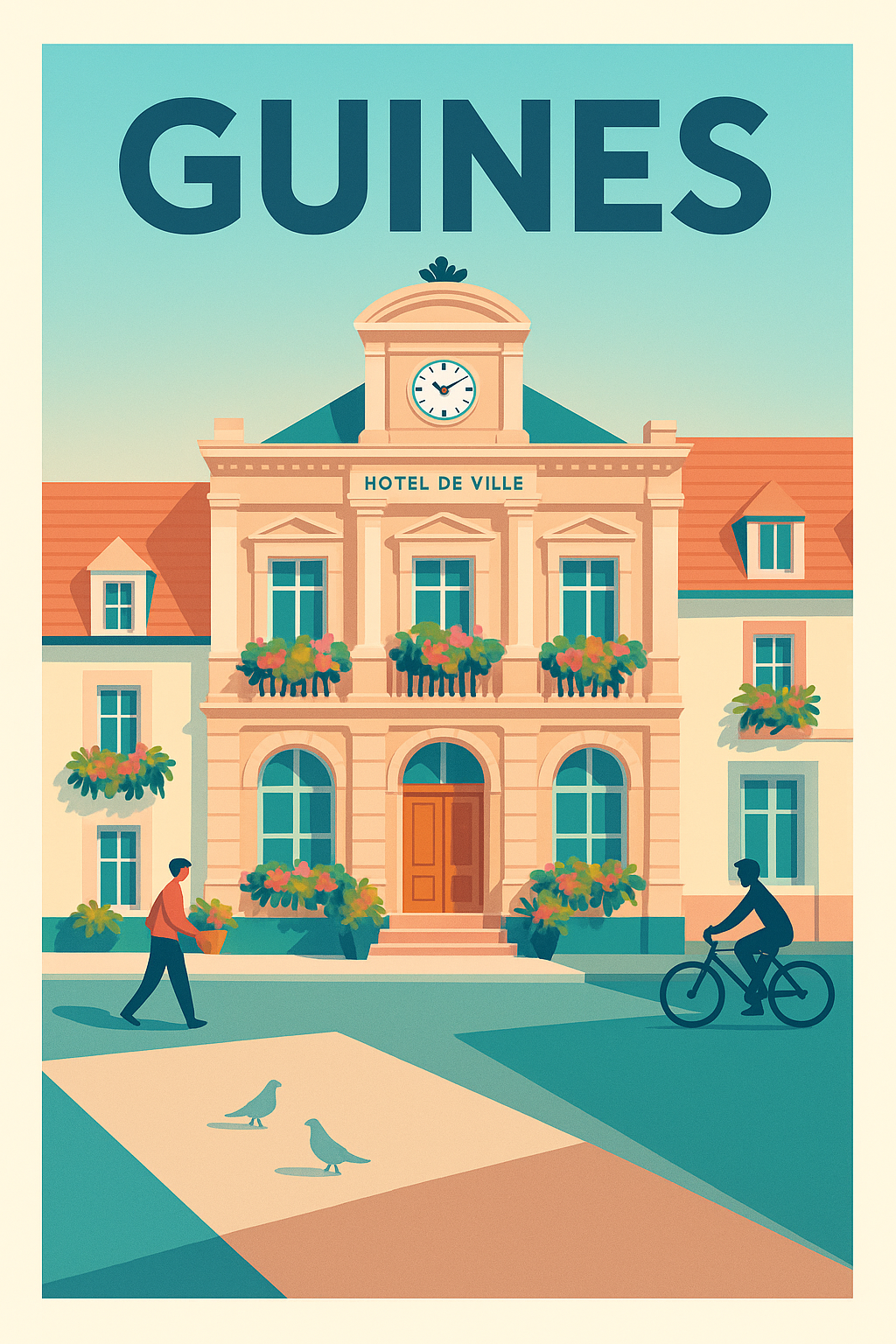 Affiche de Guînes - Charme et sérénité de la mairie historique