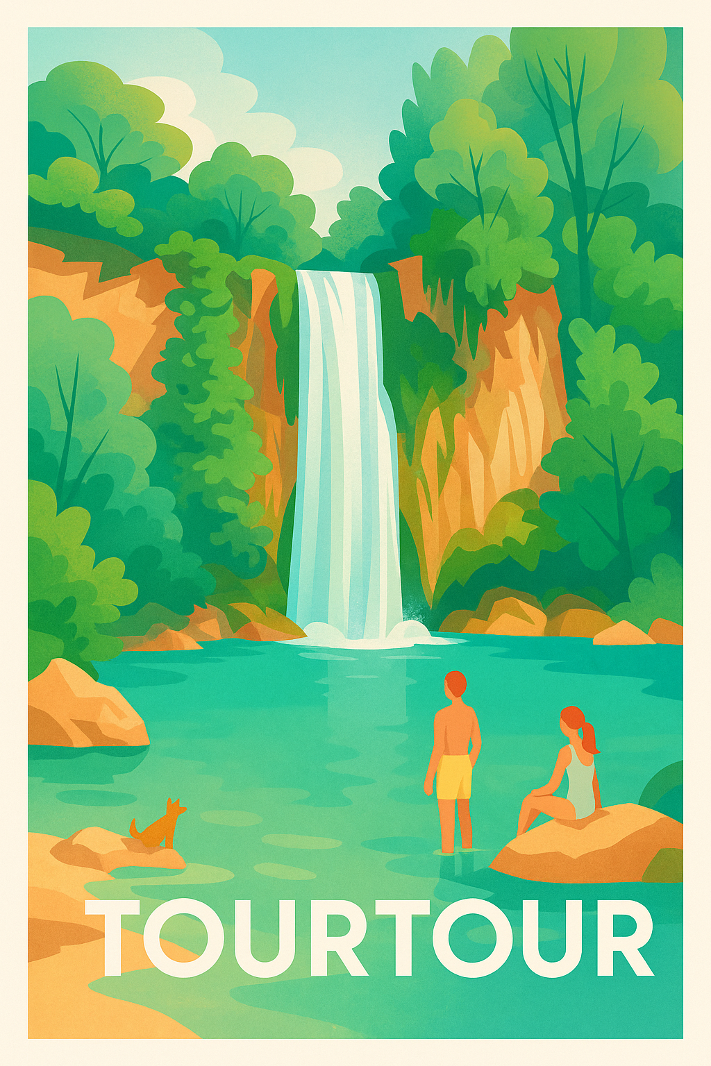 Affiche Tourtour — Évasion nature au cœur de la cascade · poster d'art de Tourtour