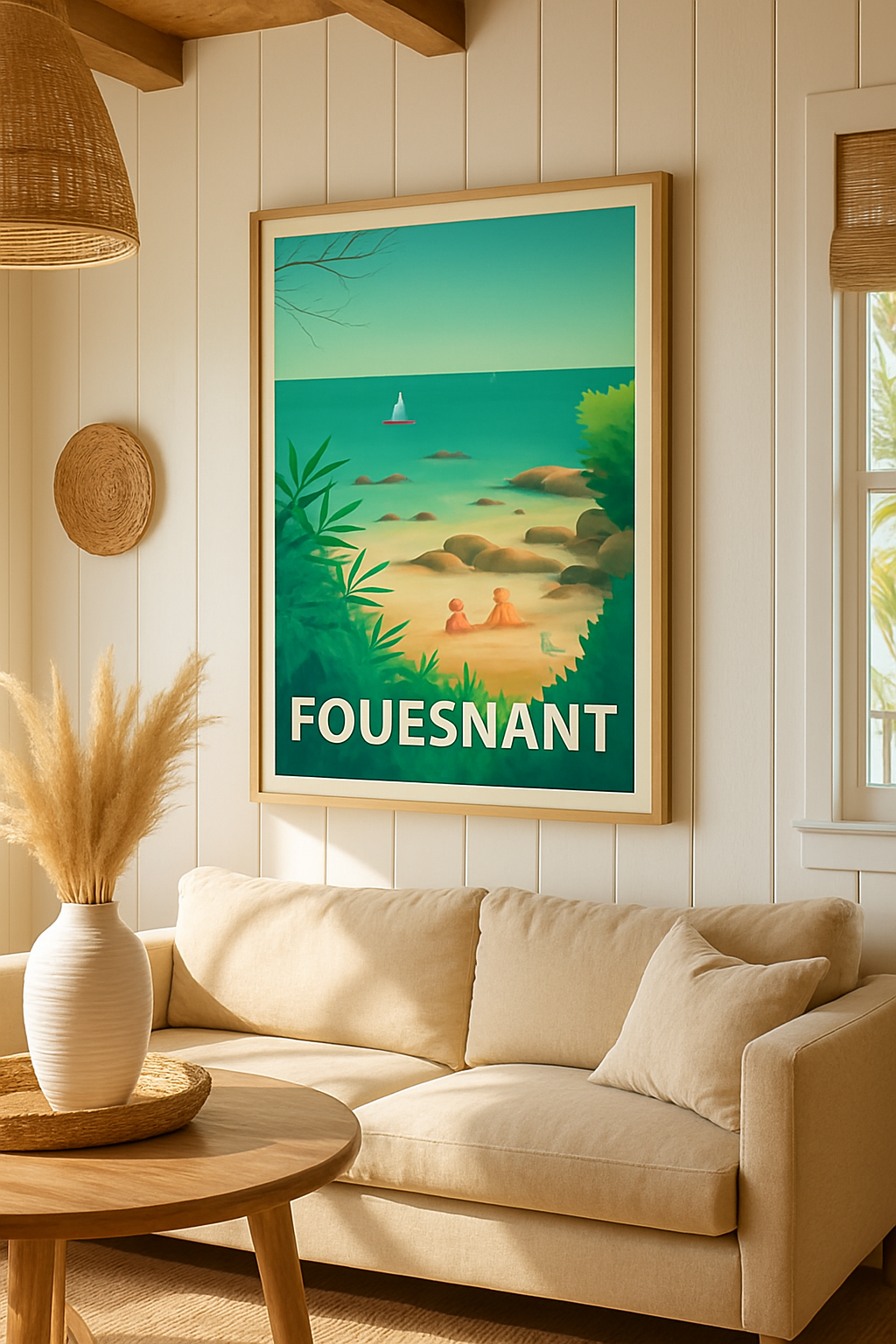 Mise en situation Affiche de Fouesnant - Plage ensoleillée et douceur bretonne