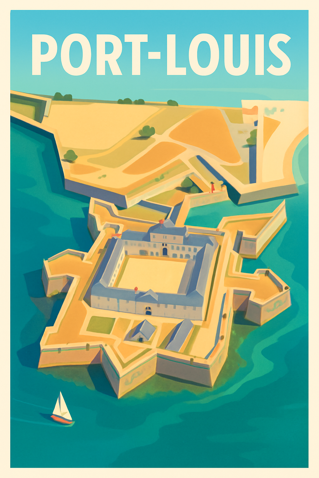 Affiche de Port-Louis - Vue emblématique sur la citadelle maritime