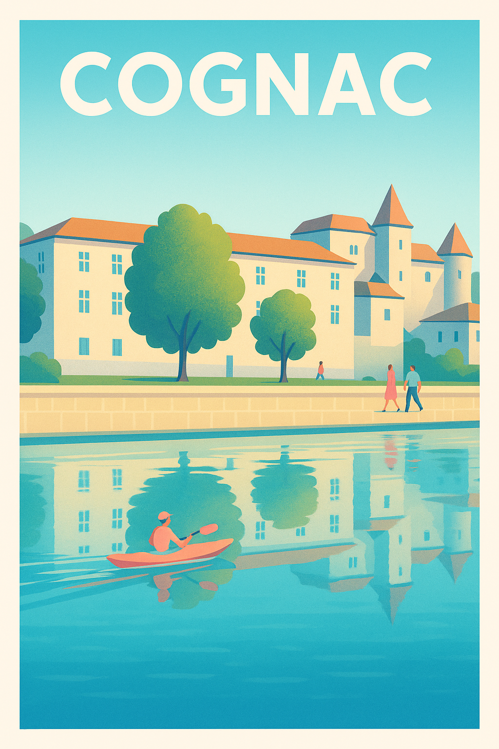 Affiche de Cognac - Reflets paisibles au fil de l'eau