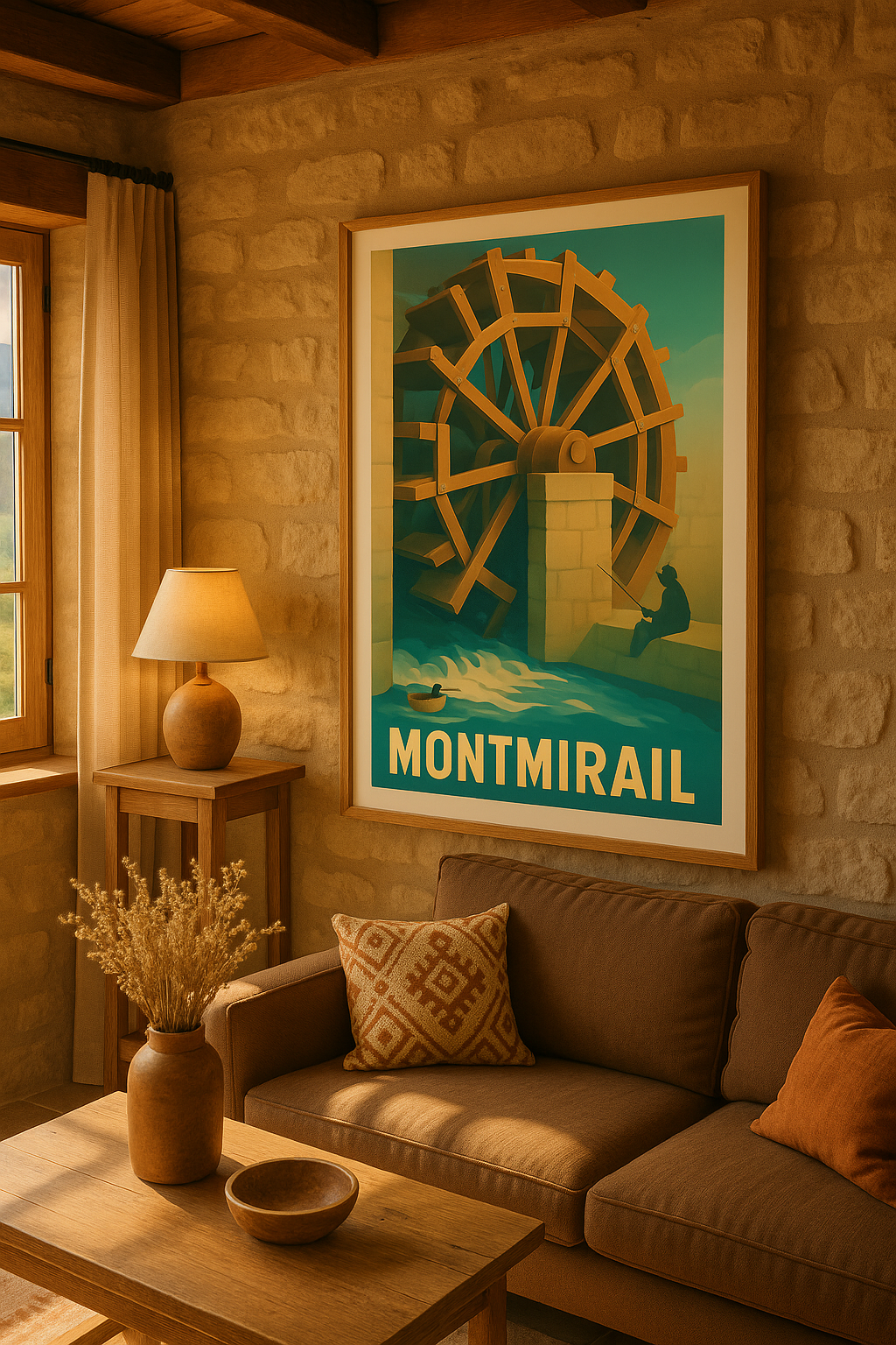Mise en situation Affiche de Montmirail - Le charme paisible de la roue à eau