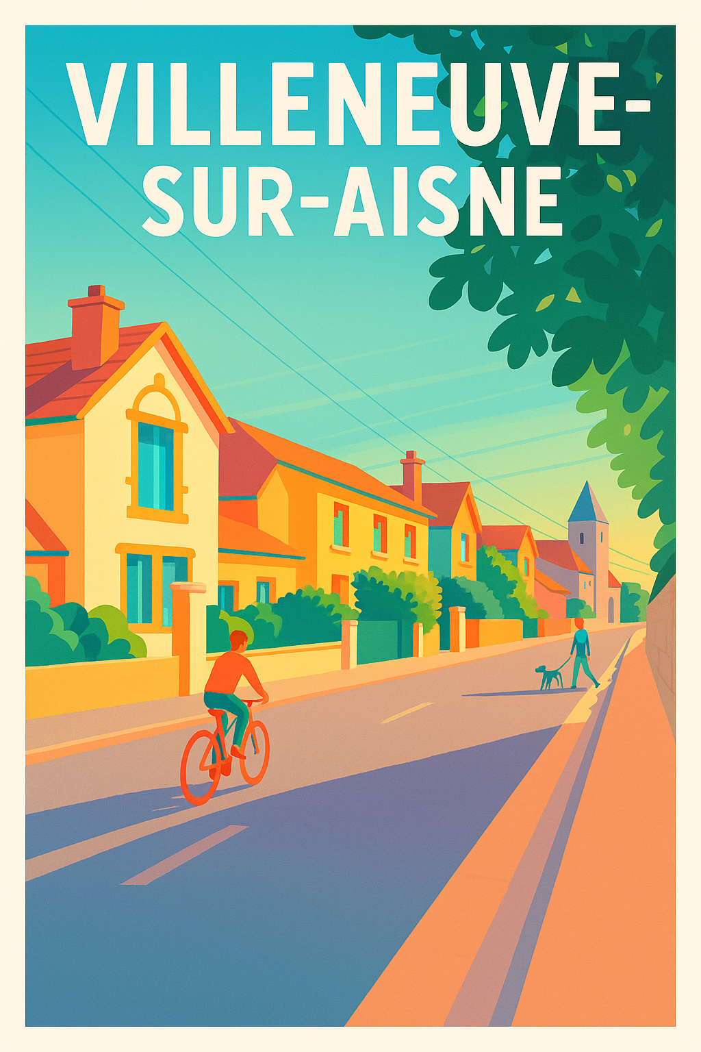 Affiche de Villeneuve-sur-Aisne - L'art de la quiétude au fil des rues