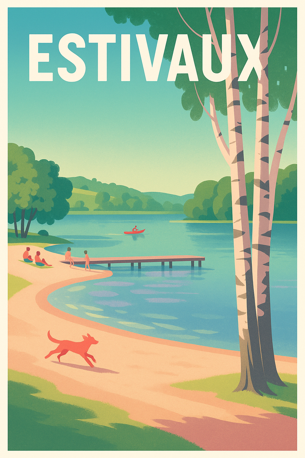 Affiche Estivaux — Évasion au bord du lac · poster d'art de Estivaux