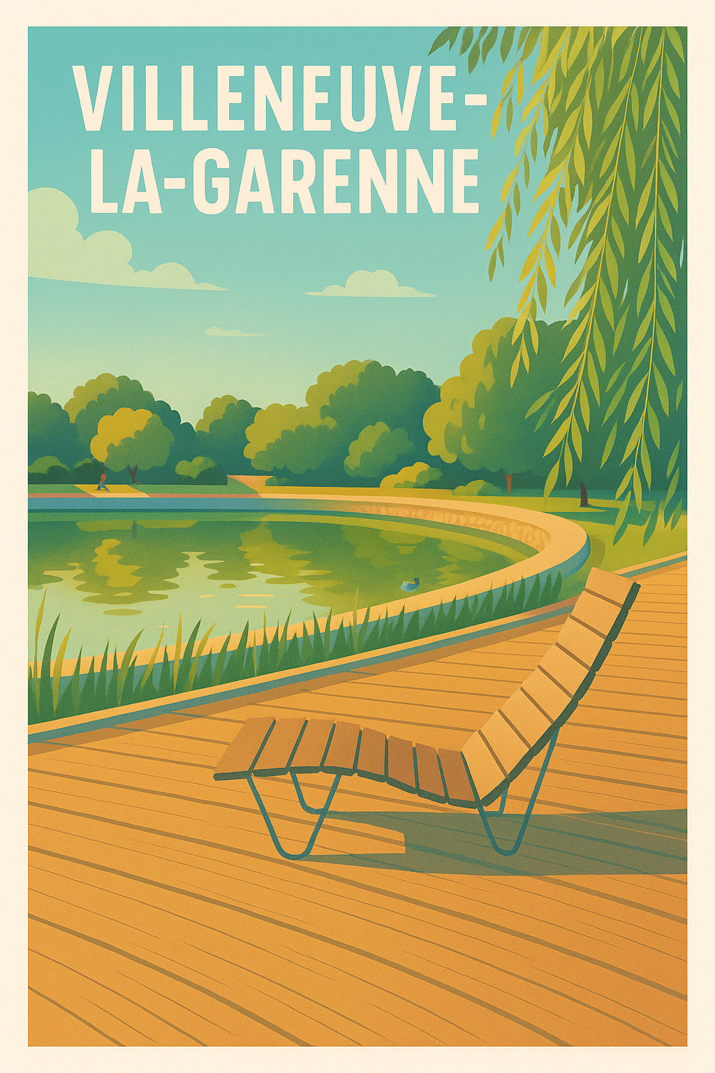 Affiche Villeneuve-la-Garenne — Havre de paix au bord de l'eau · poster d'art de Villeneuve-la-Garenne