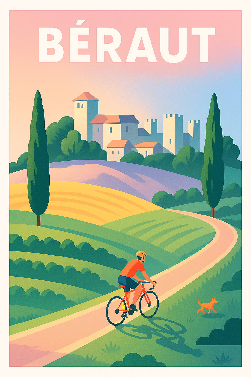 Affiche Béraut — Échappée verte à vélo · poster d'art de Béraut