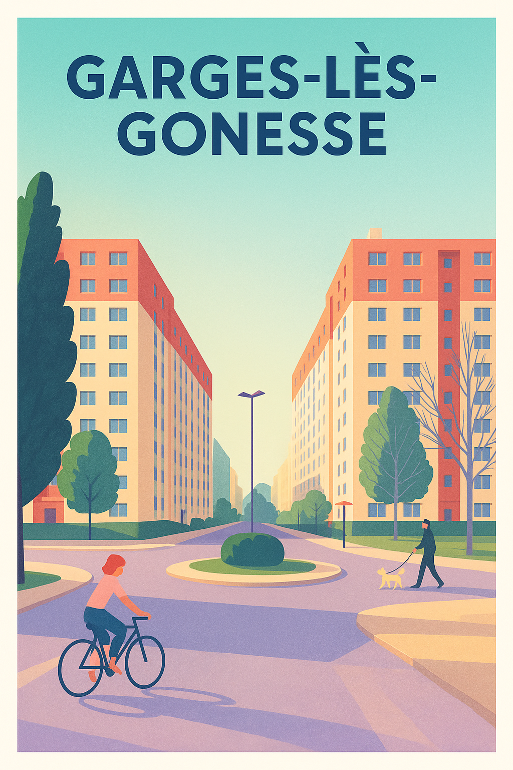 Affiche Garges-lès-Gonesse — Sérénité urbaine et douceur de vivre · poster d'art de Garges-lès-Gonesse