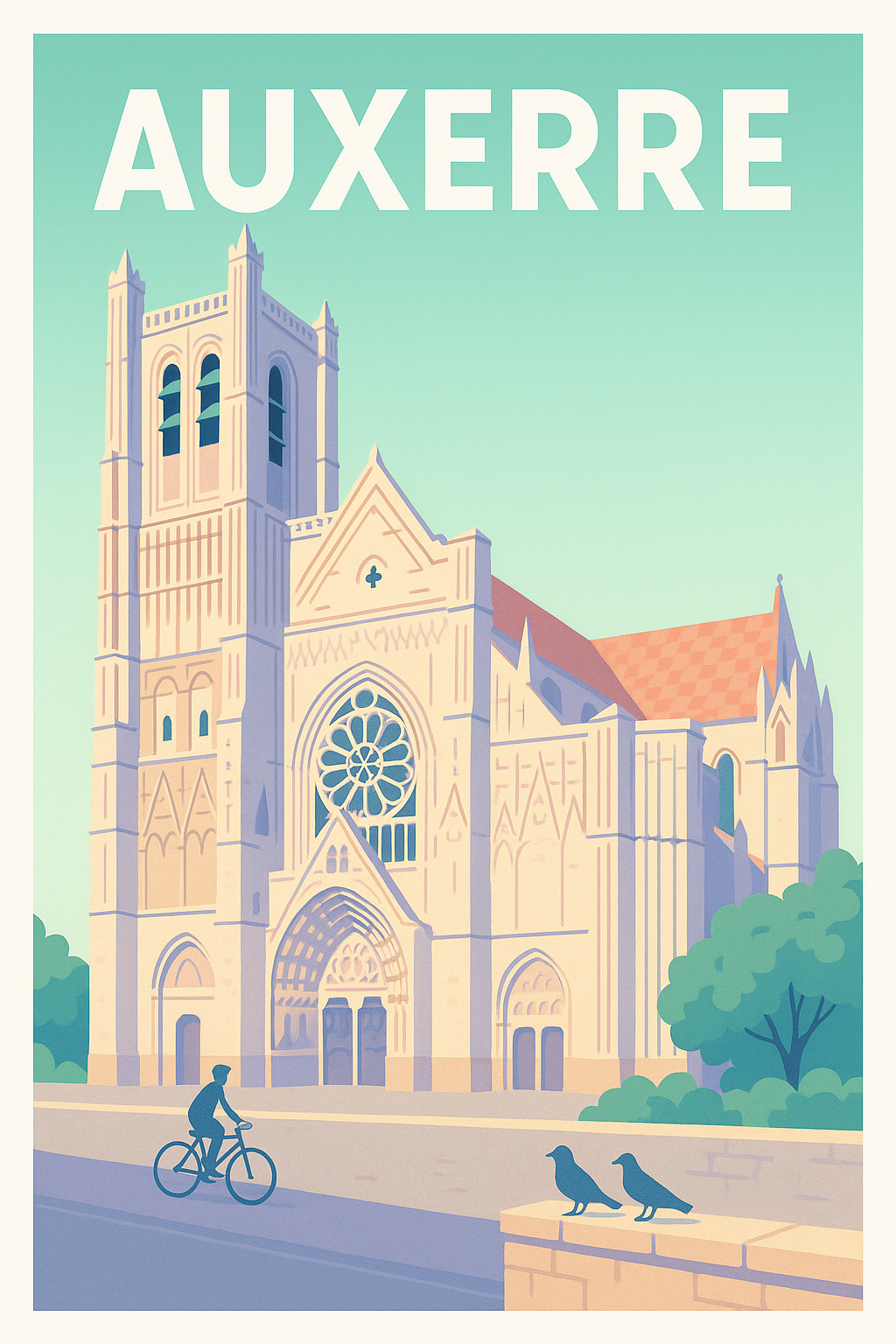 Affiche Auxerre — L'élégance gothique au cœur de la ville · poster d'art de Auxerre