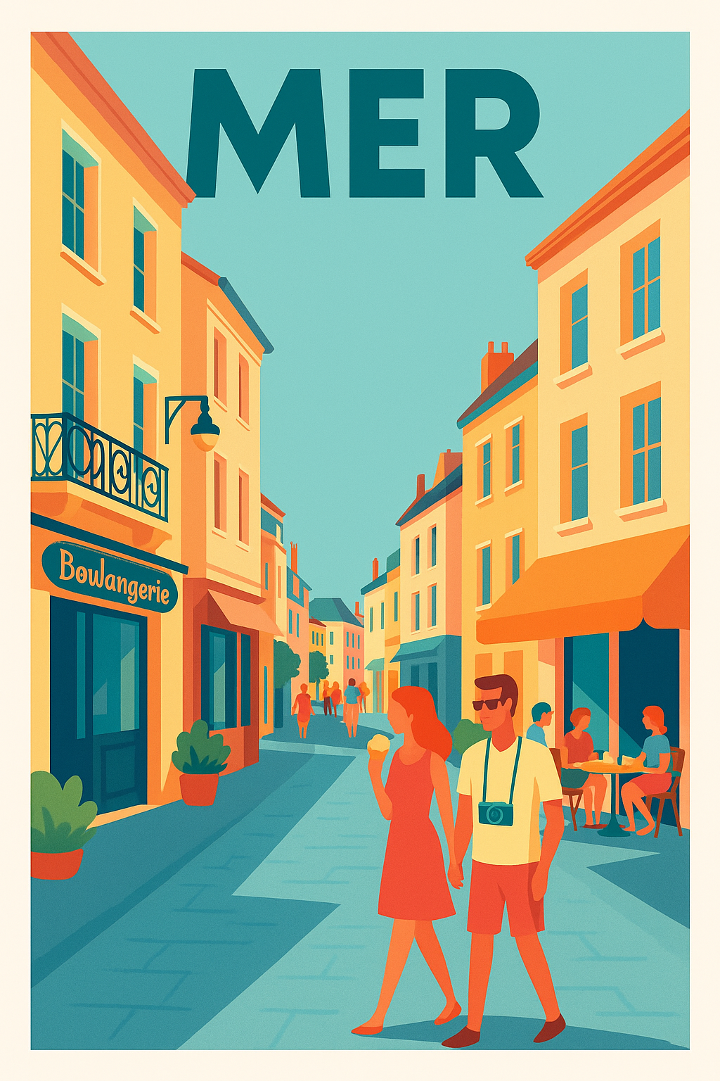 Affiche de Mer - Promenade ensoleillée au cœur de la ville