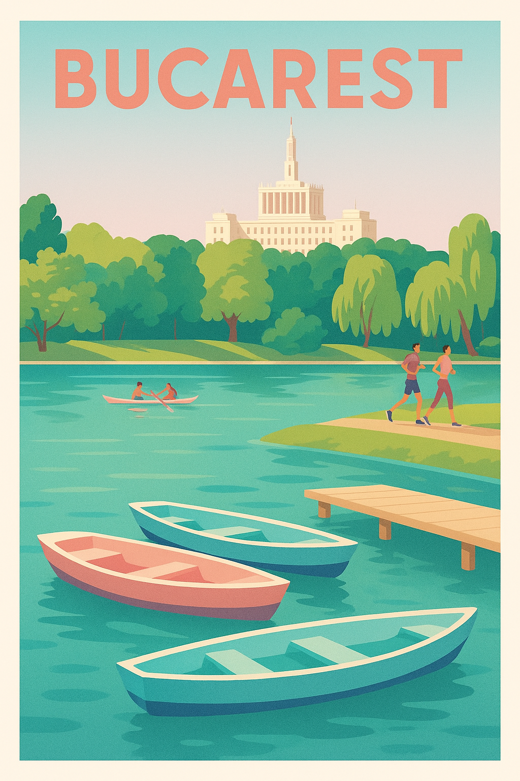 Affiche de Bucarest - Évasion sur les eaux paisibles