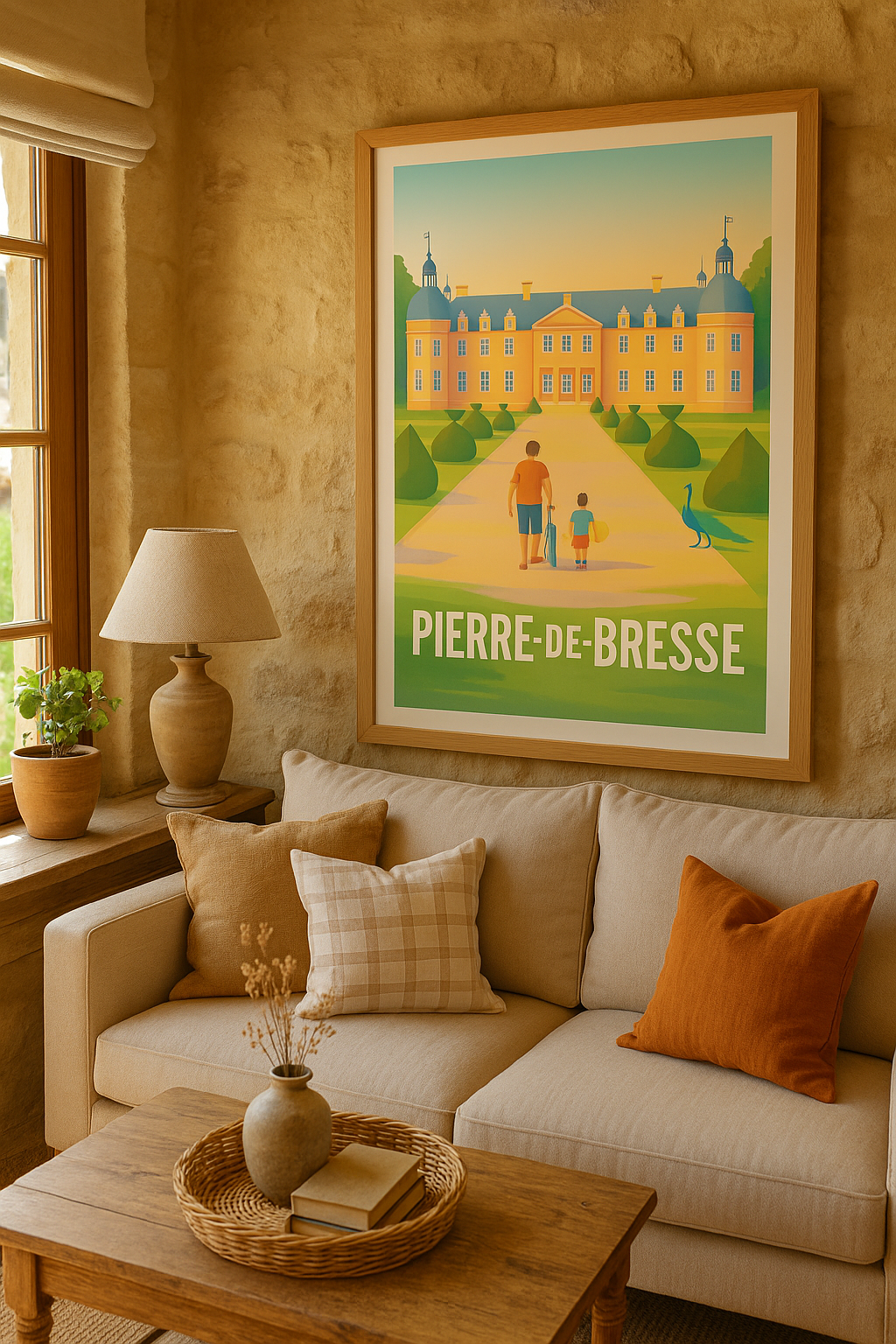 Mise en situation Affiche Pierre-de-Bresse - Balade au Château et Jardins