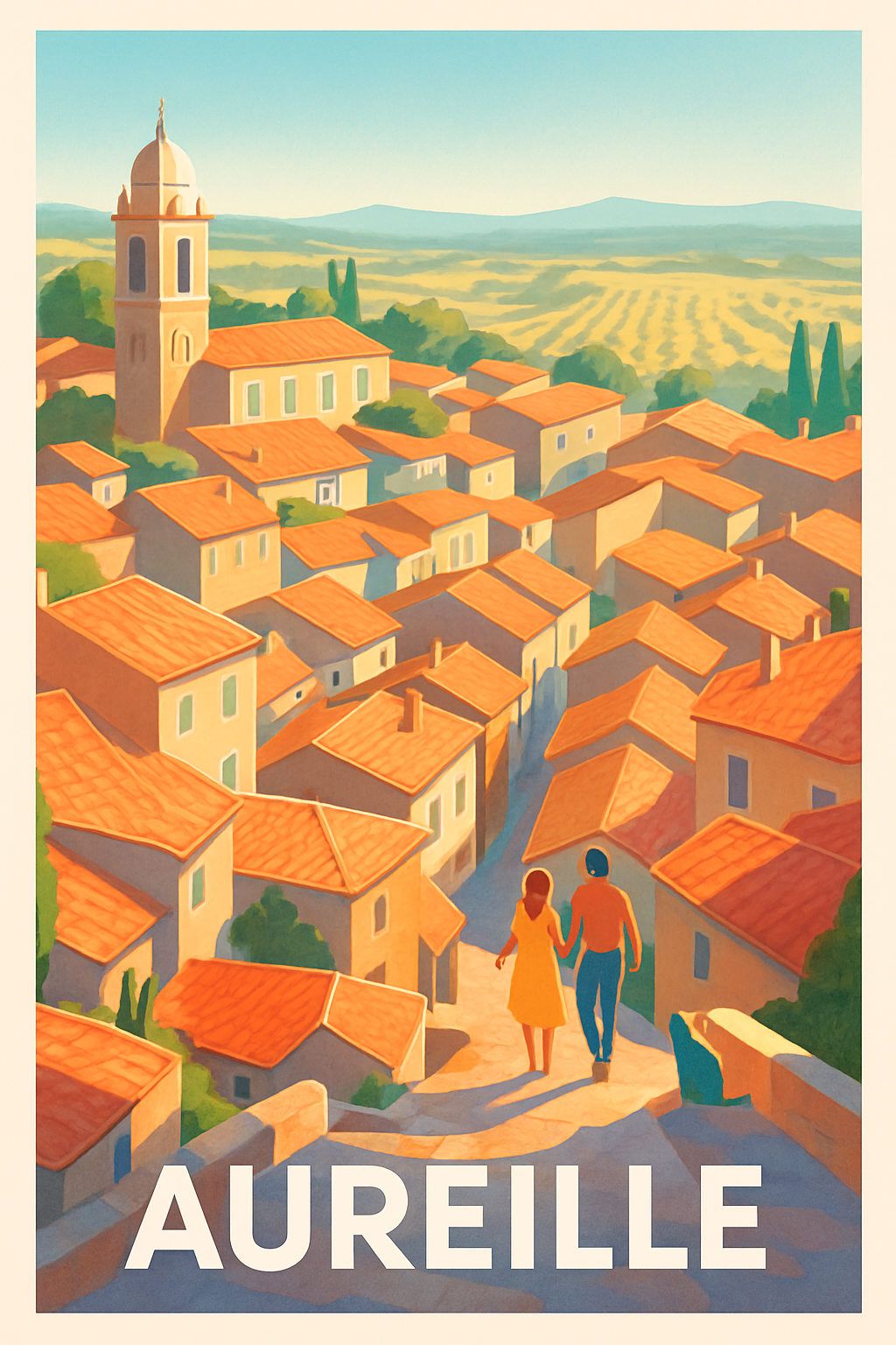 Affiche de Aureille - Lumière dorée du village provençal