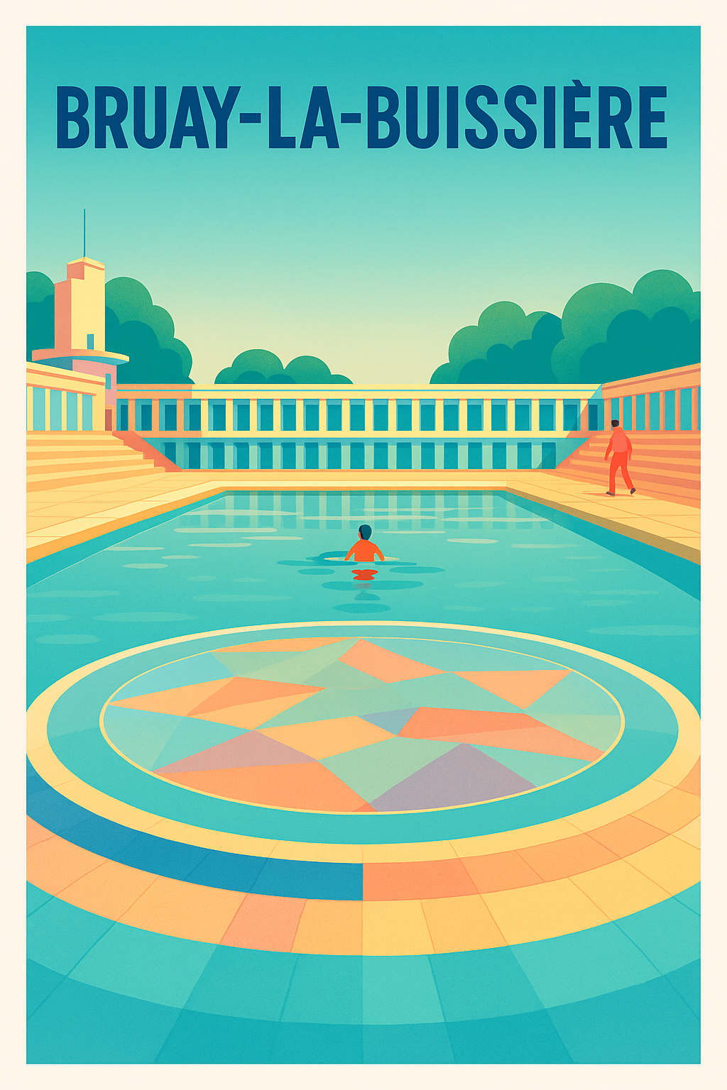 Affiche Bruay-la-Buissière — Le charme unique de la piscine art déco · poster d'art de Bruay-la-Buissière