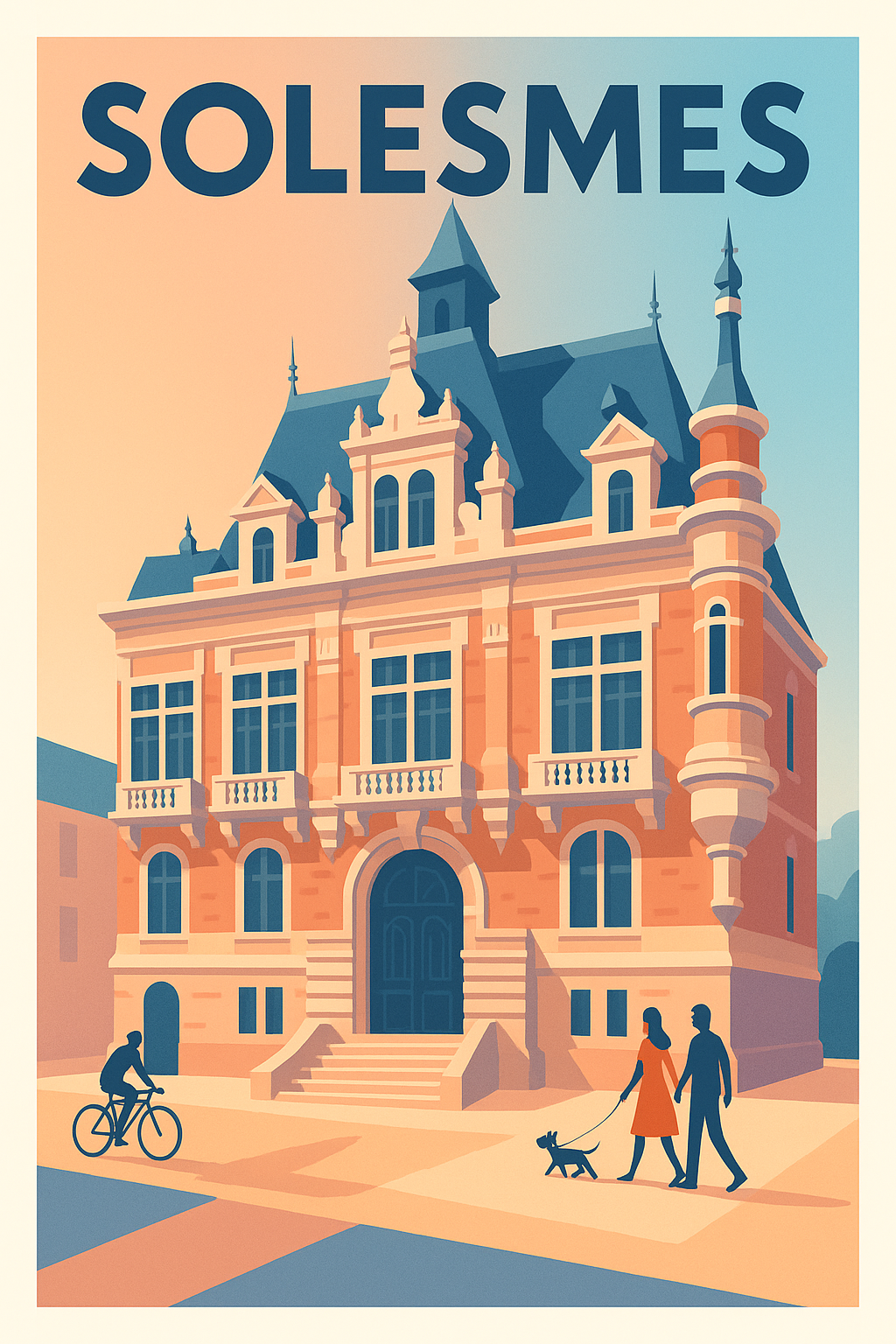 Affiche de Solesmes - Élégance architecturale et douceur de vivre