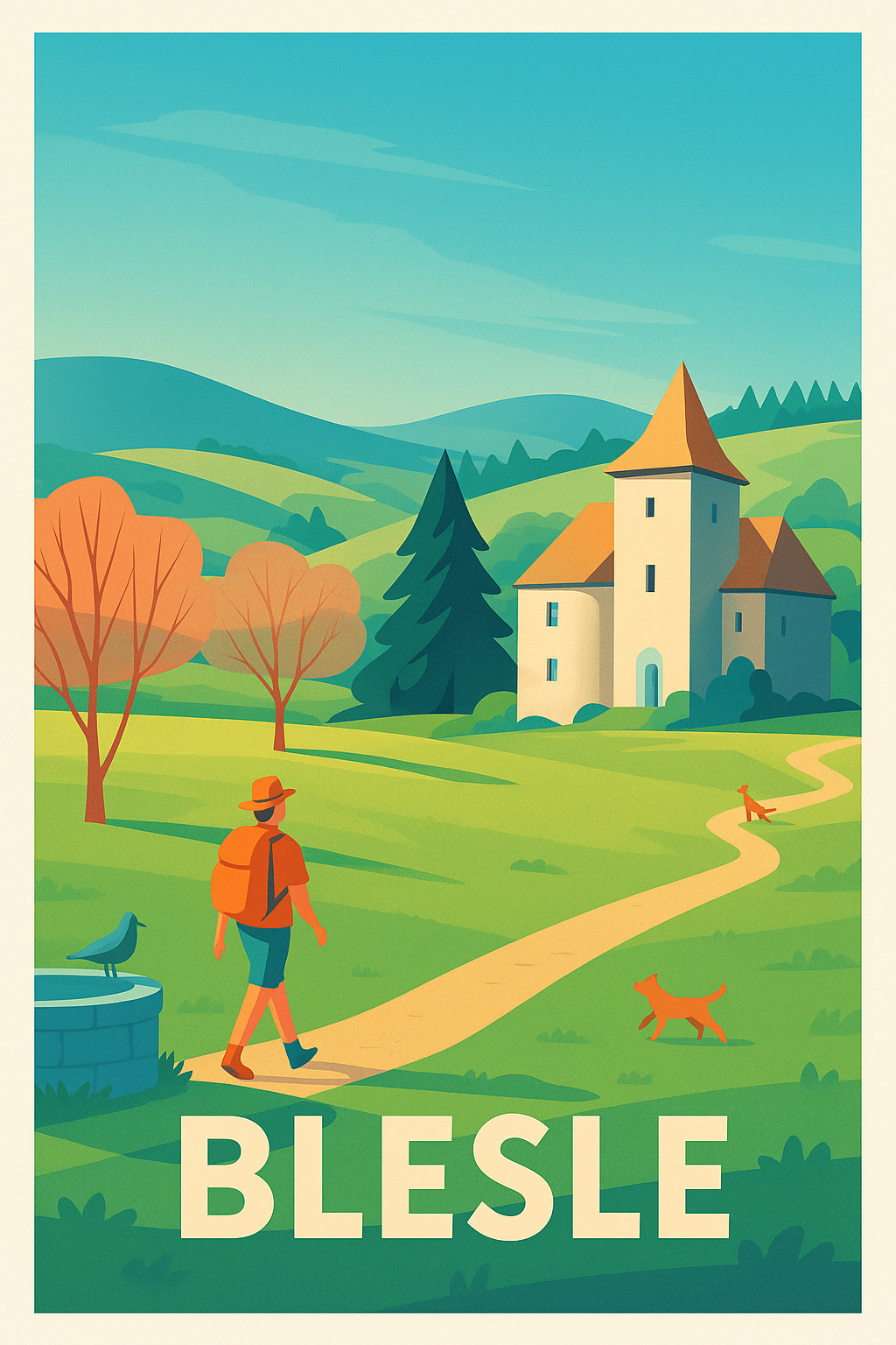 Affiche de Blesle - Invitation à la balade bucolique