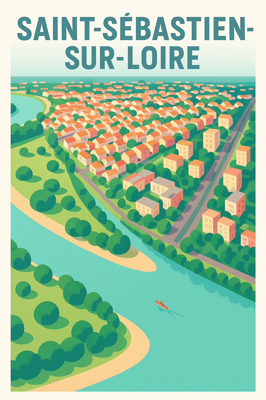 Affiche Saint-Sébastien-sur-Loire — Vue bucolique et apaisante · poster d'art de Saint-Sébastien-sur-Loire