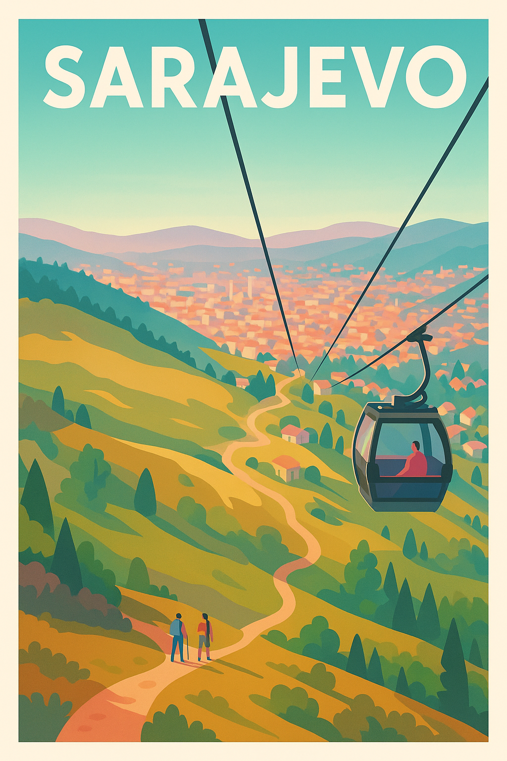 Affiche de Sarajevo - Évasion entre nature et panorama urbain