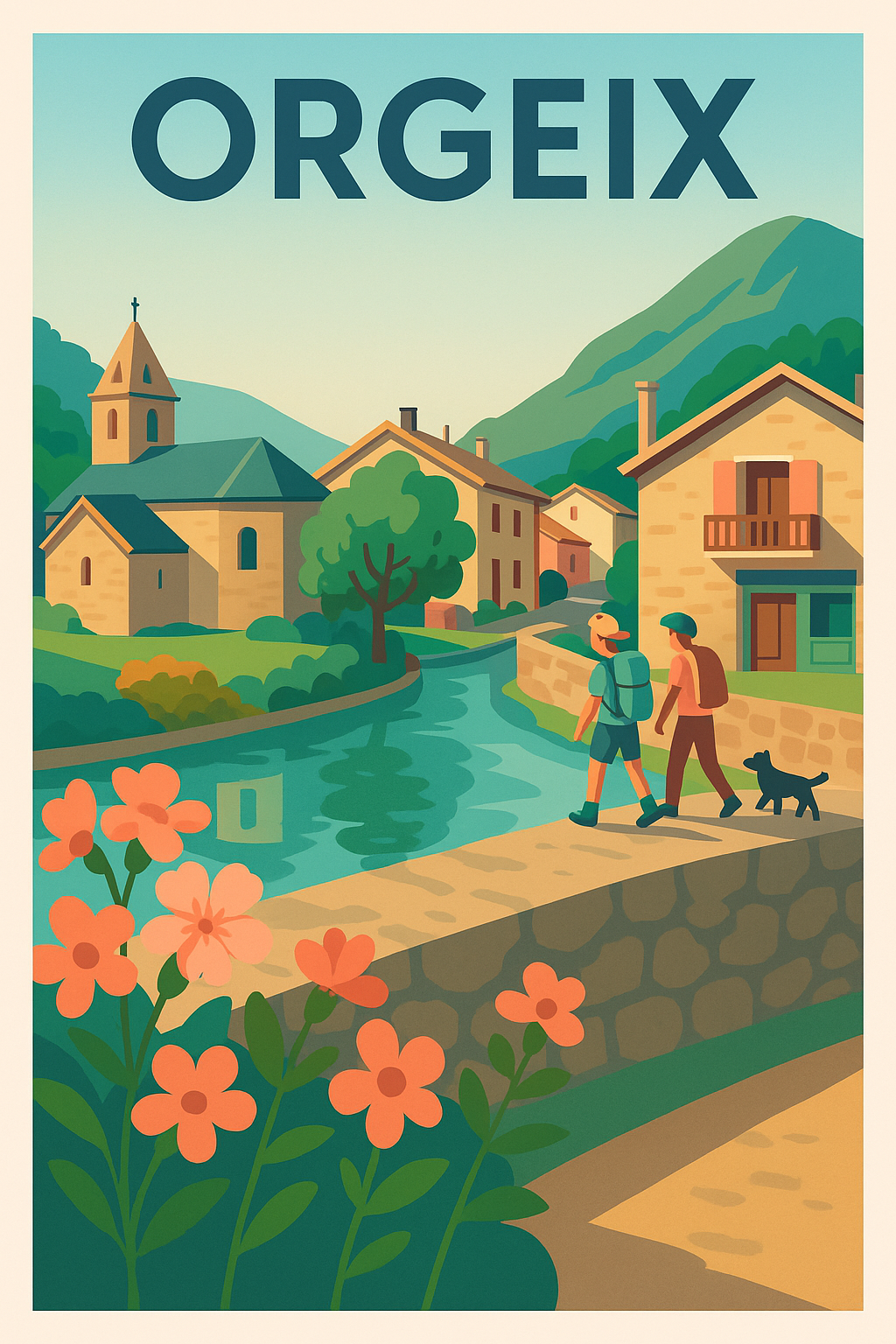 Affiche Orgeix — Village paisible au cœur des montagnes · poster d'art de Orgeix