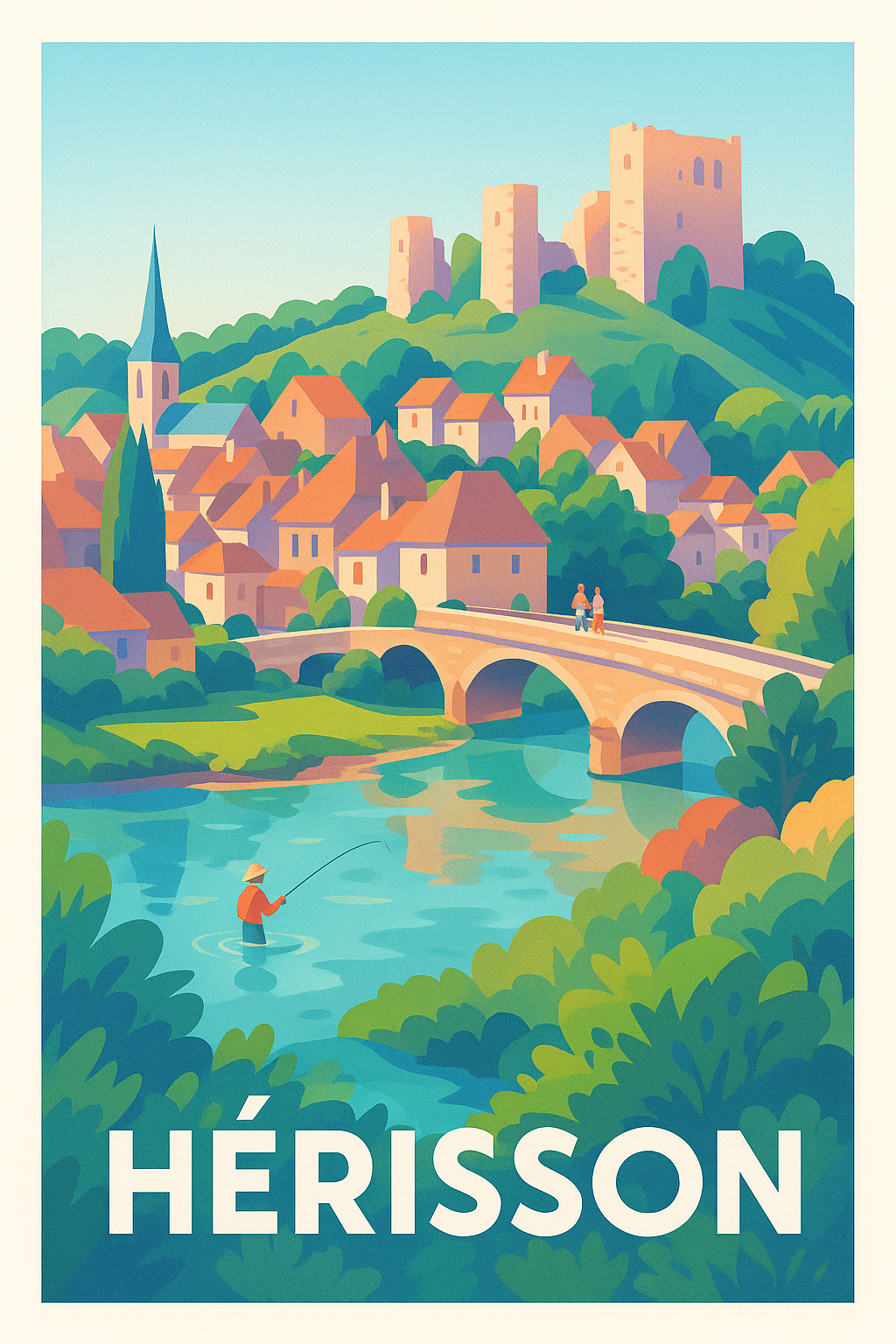 Affiche Hérisson — Charme et sérénité au fil de l'eau · poster d'art de Hérisson