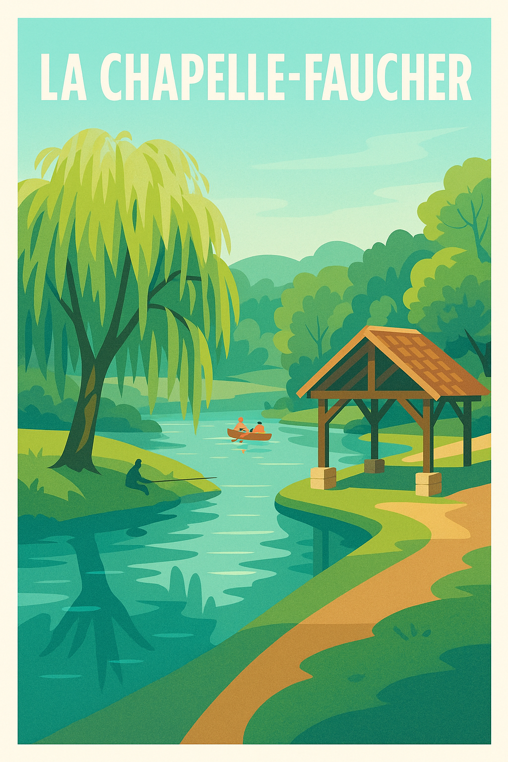 Affiche La Chapelle-Faucher — Évasion tranquille au bord de l'eau · poster d'art de La Chapelle-Faucher